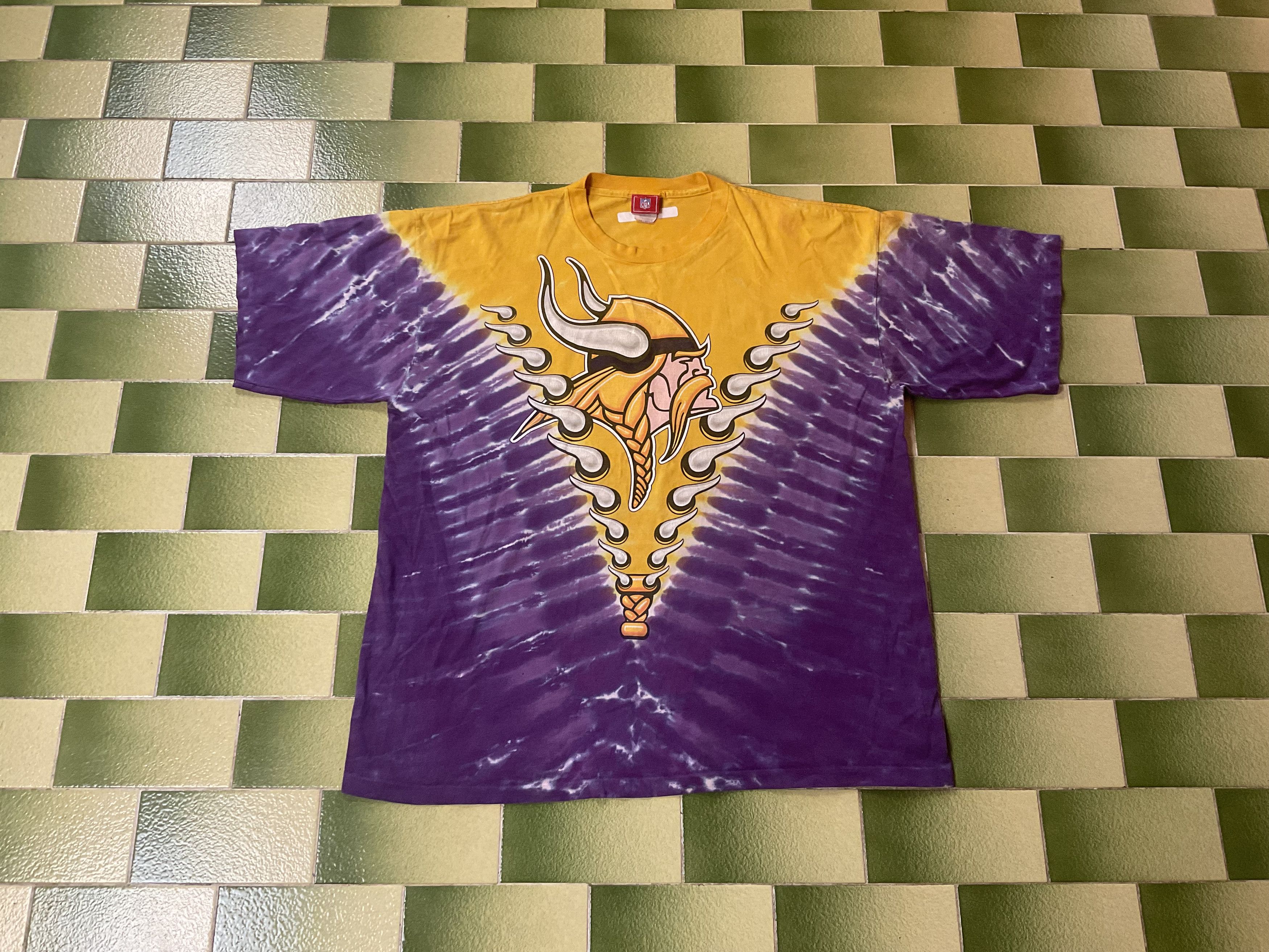 NFL Vintage 90s NFL Minnesota Vikings Tie Dye T-Shirt 2 Sided Size US XXL / EU 58 / 5 - 1 Thumbnail