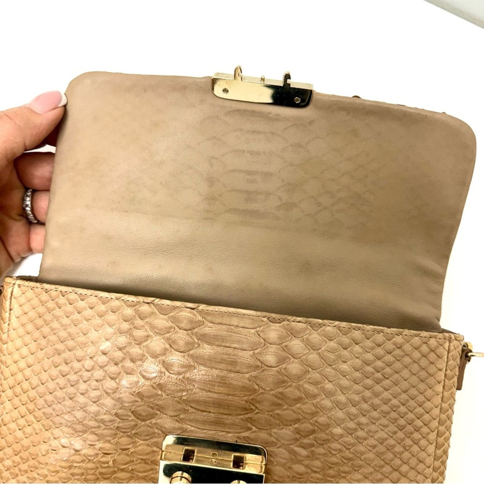 Dior Dior Nude Snakeskin New Lock Pouch Chain Clutch, Authentic Size ONE SIZE - 11 Thumbnail