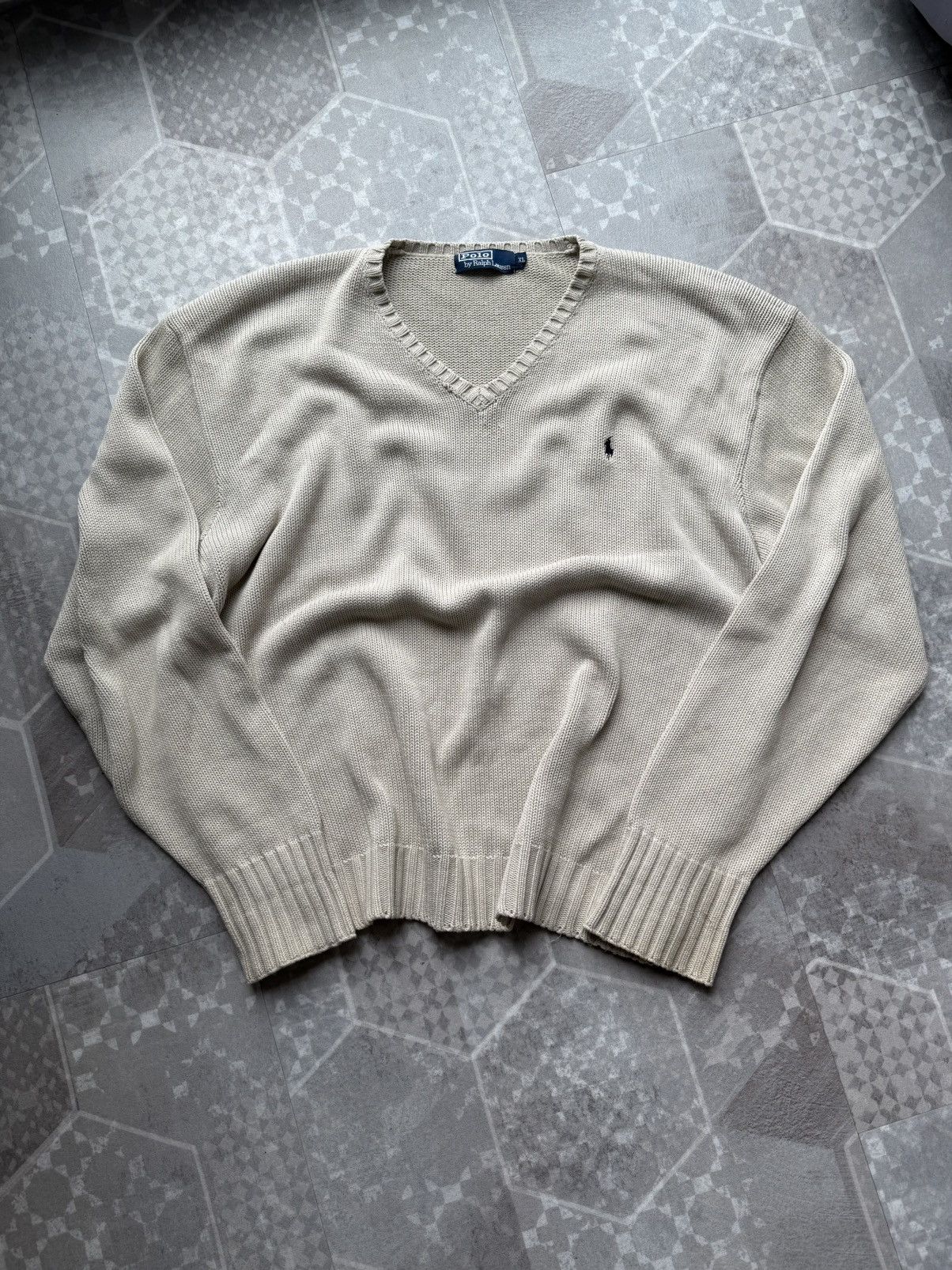 Polo Ralph Lauren Polo Ralph Lauren Cream Cotton Knit Sweater Size US XL / EU 56 / 4 - 1 Thumbnail