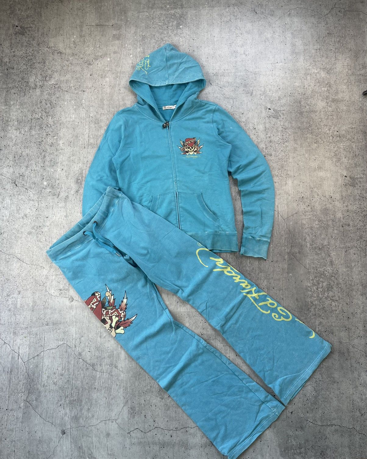 Ed Hardy × Vintage Vintage Y2k Ed Hardy Suit(Pants+Zip Sweatshirt) Skull ☠️ 90’s Size XL / US 12-14 / IT 48-50 - 10 Thumbnail