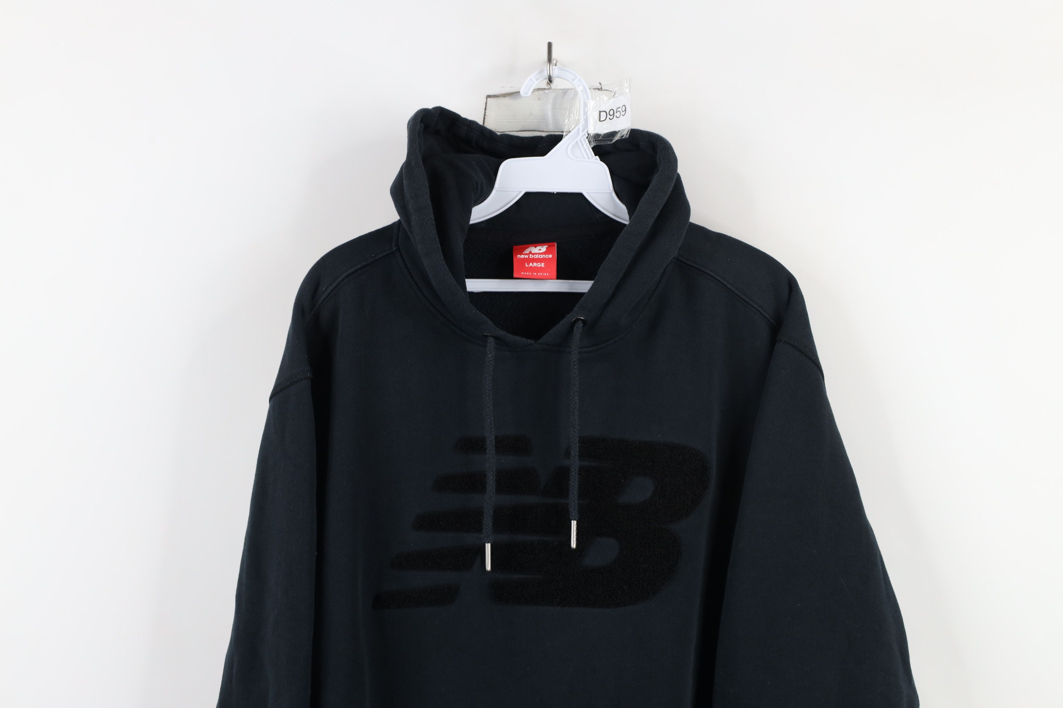 New Balance × Vintage Vintage Y2K New Balance Felt Logo Hoodie Sweatshirt Black Size L / US 10 / IT 46 - 2 Thumbnail