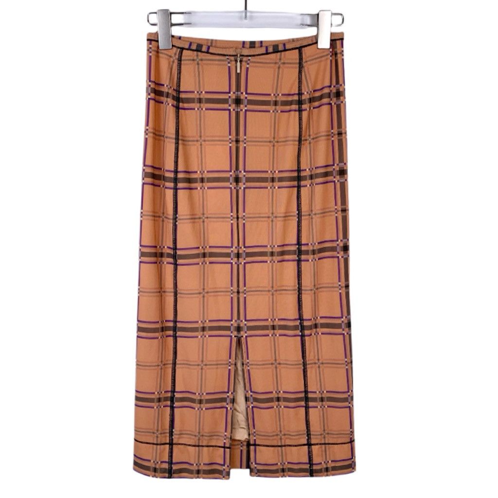 Miu Miu Miu Miu Apricot Pink Checkered Back Slit Straight Skirt Size 27" / US 4 / IT 40 - 2 Thumbnail