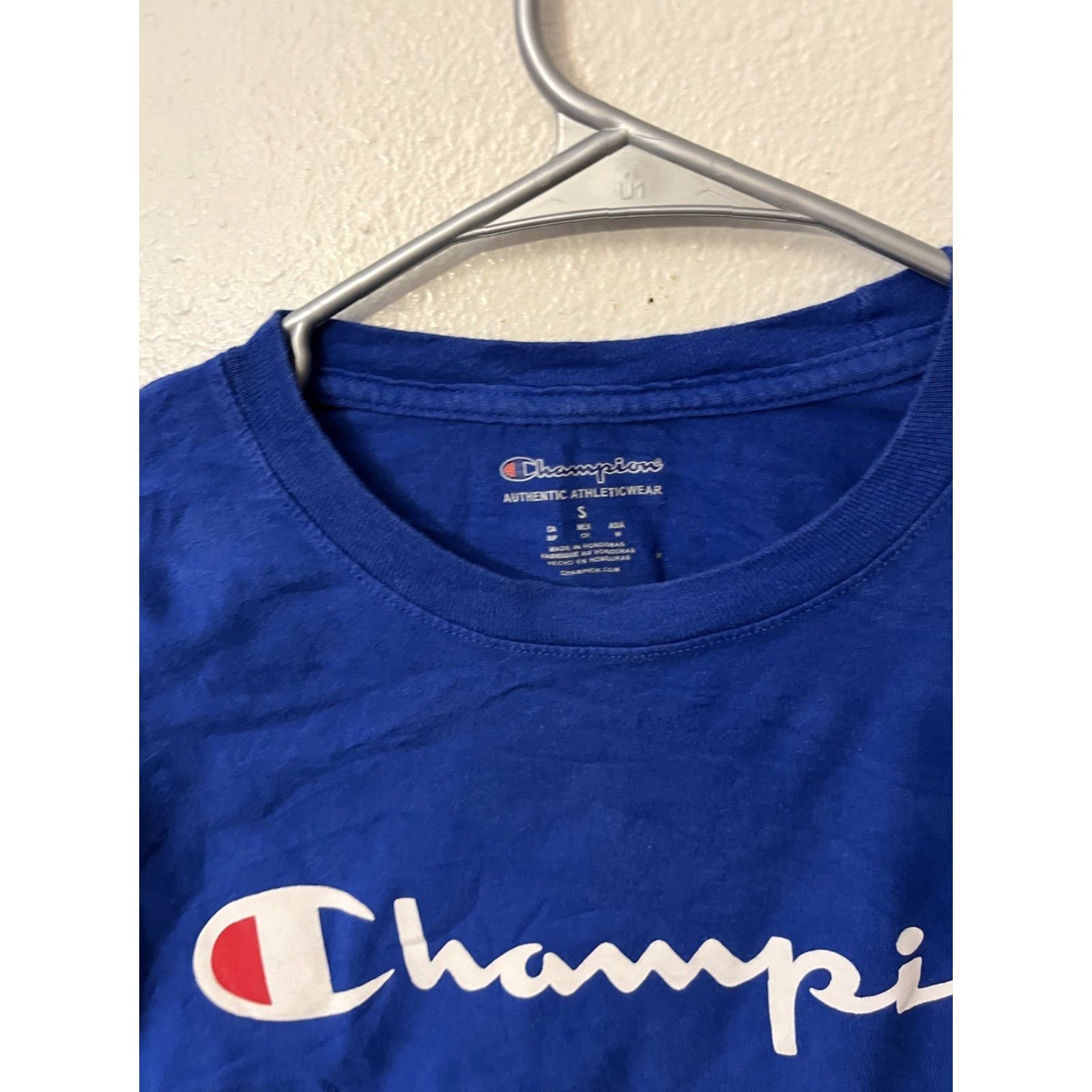 Champion Champion Mens Long Sleeve T Shirt Pullover Logo Blue Small Athleticwear Regular Cotton Mens Shirt Standard Fit Size US S / EU 44-46 / 1 - 3 Thumbnail