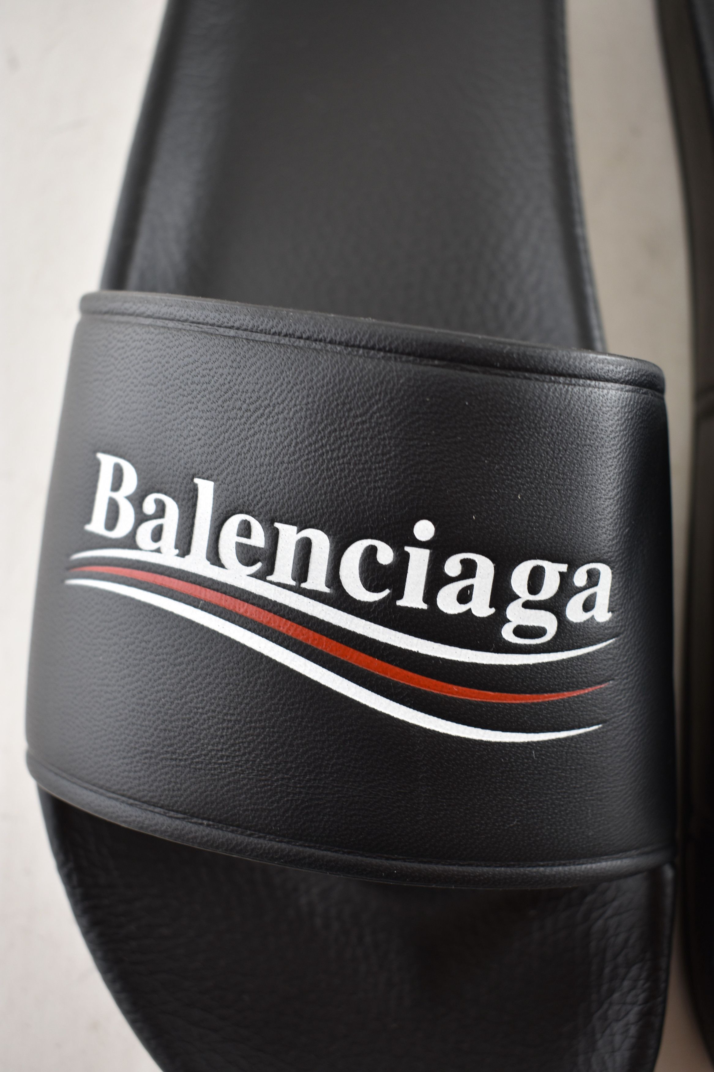 Balenciaga Leather Campaign Logo Slide Pool Sandal Flip Flop Flat 44 11 Size US 11 / EU 44 - 8 Thumbnail