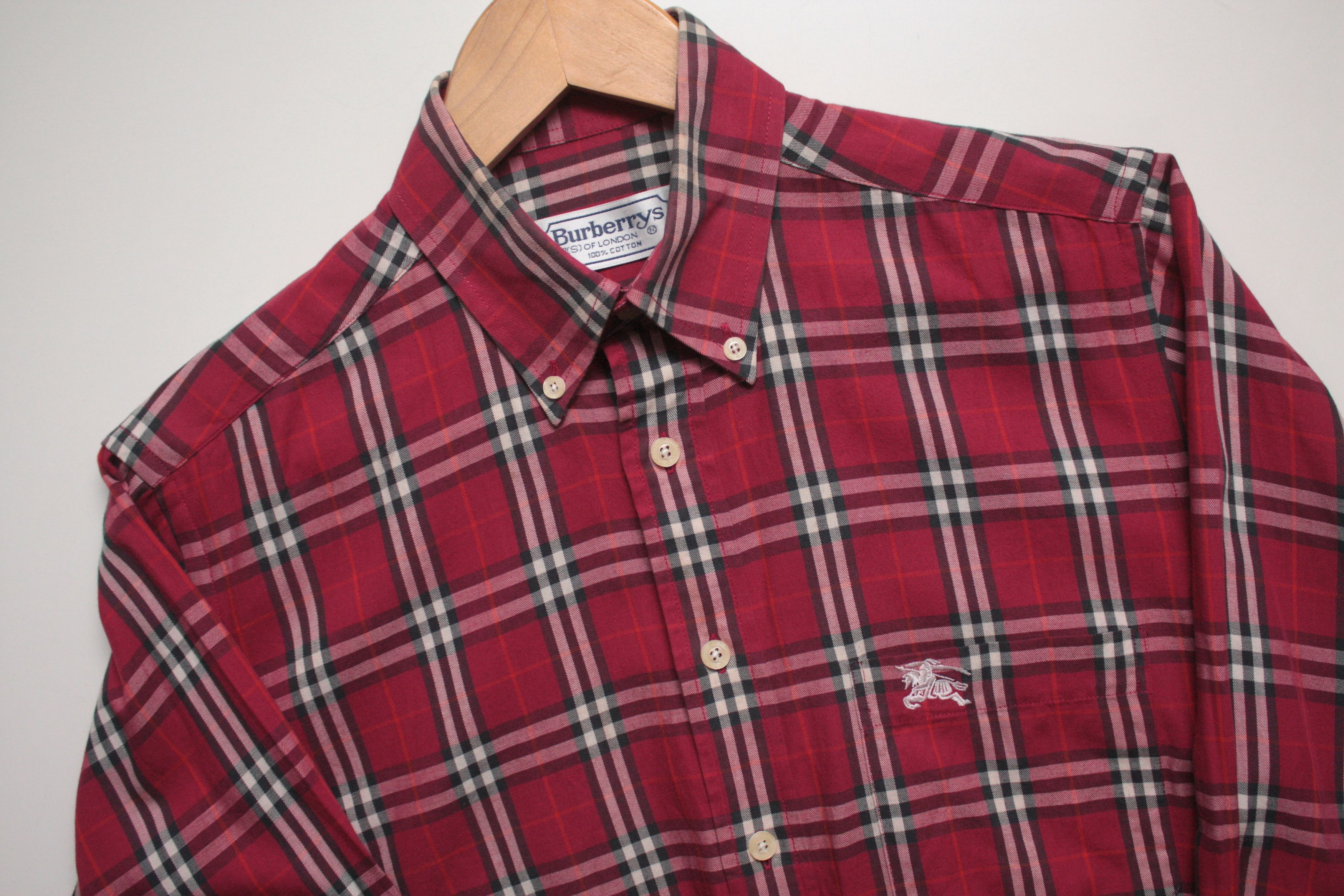 image of Burberry's Vintage Checkered Red L/s Shirt Small, Men's