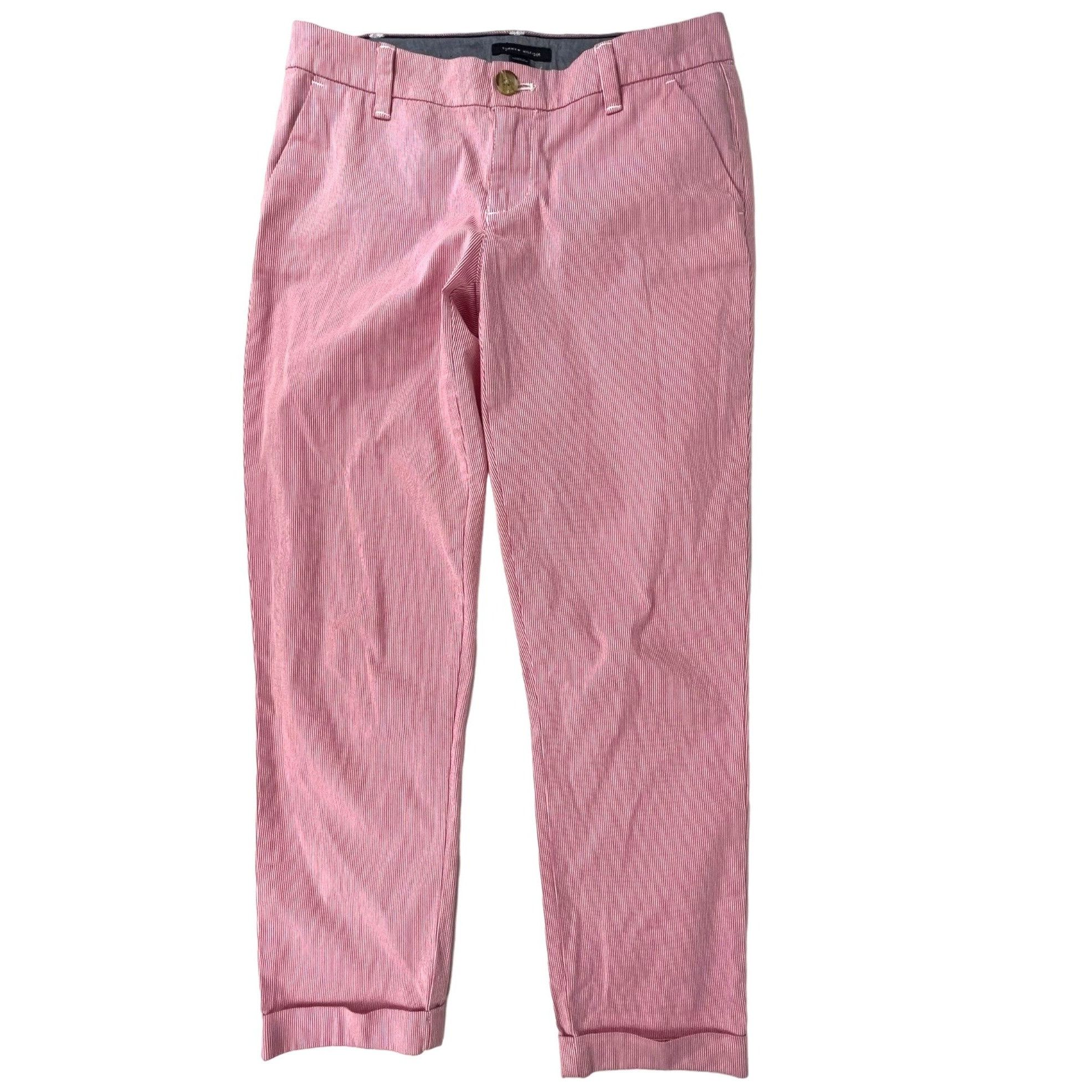 Tommy Hilfiger Tommy Hilfiger Women's Seersucker Cuffed Crop Pants Pink Siz Size 26" / US 2 / IT 38 - 3 Thumbnail