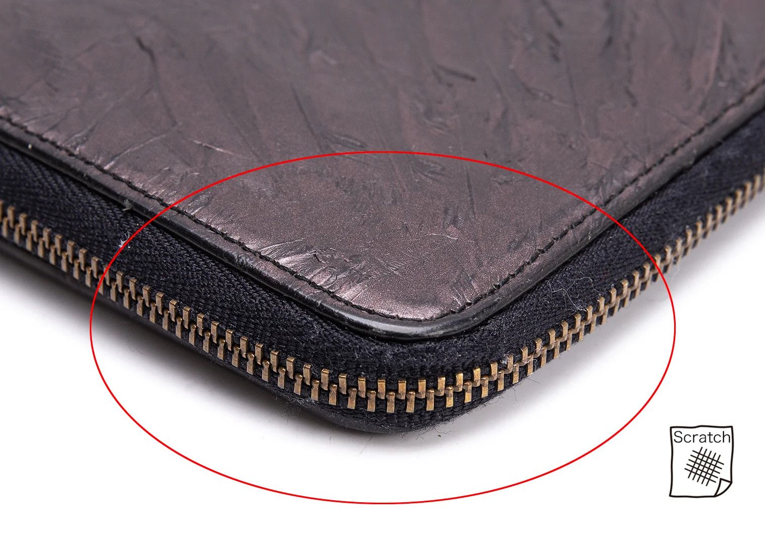 Jean Paul Gaultier Feather Embossed Round Zip Wallet in Brown Size ONE SIZE - 7 Thumbnail