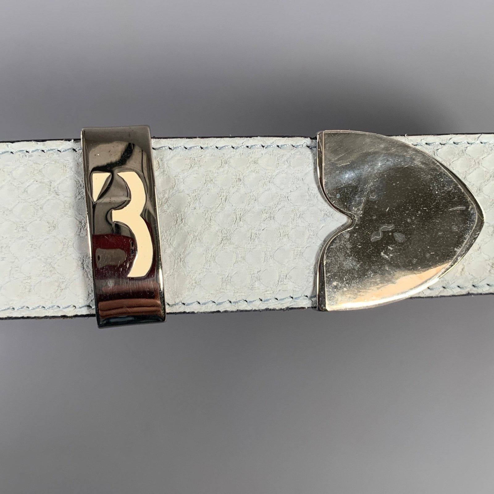 Billionaire Couture Size 40 Off White Textured Phython Skin Leather Belt Size 40 - 7 Thumbnail