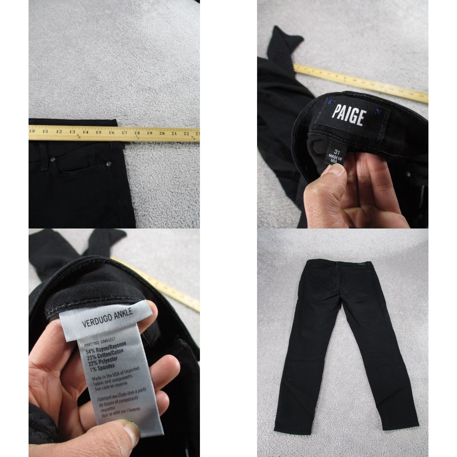 Paige Paige Verdugo Jeans Womens 31 Black Ankle Skinny Denim Size 24" / US 00 / IT 34 - 8 Thumbnail