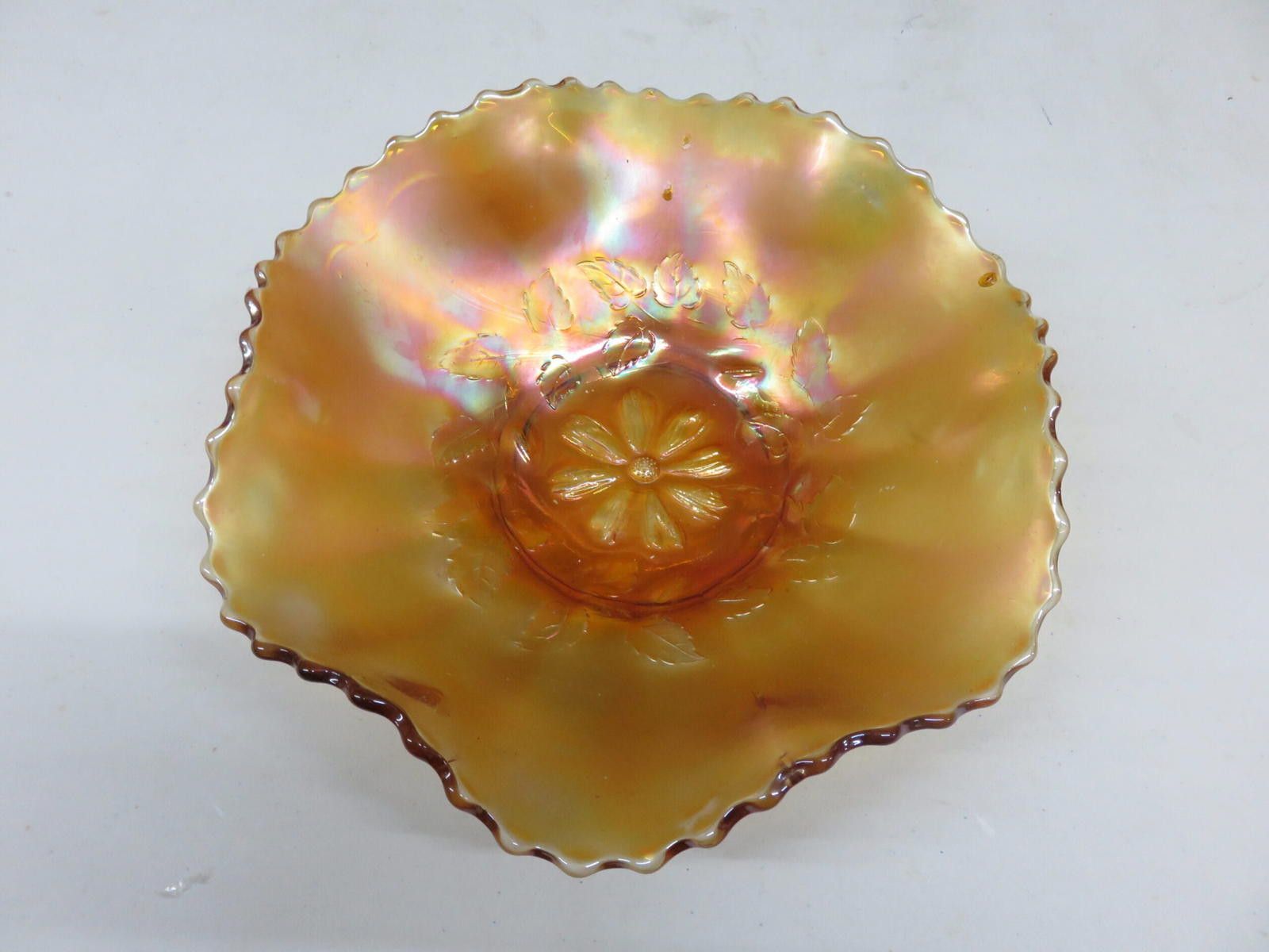 Fenton Fenton Marigold Carnival Glass Flower Ruffled Serving Bowl Size ONE SIZE - 2 Thumbnail