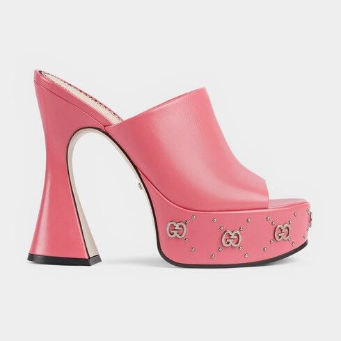 Gucci GG Studs Leather Platform Slide Sandals SIZE 39.5