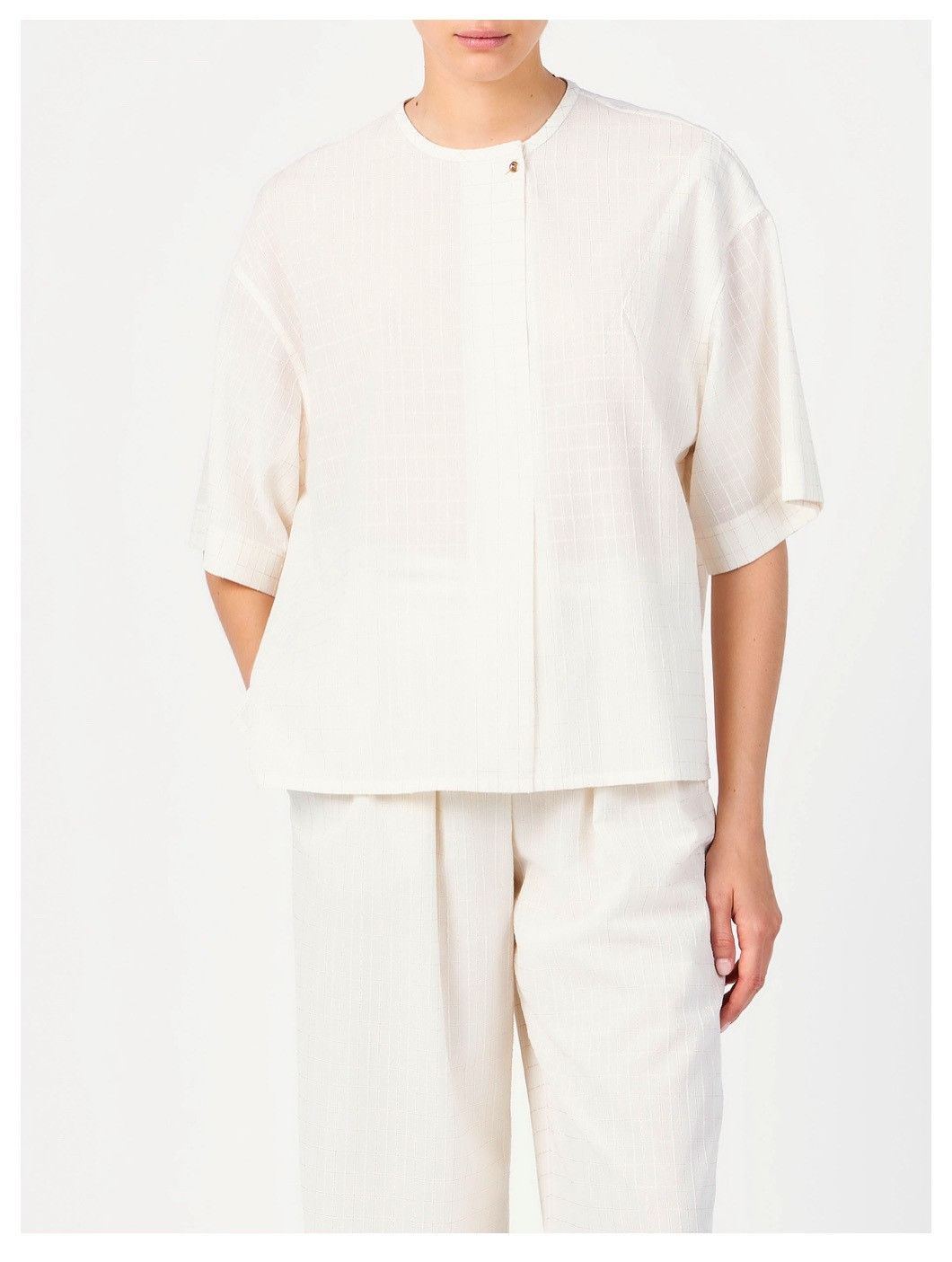 Loro Piana o1srvl11e0725 FAO0398 Adriana Cotton Blend Shirt in White Size XS / US 0-2 / IT 36-38 - 4 Thumbnail
