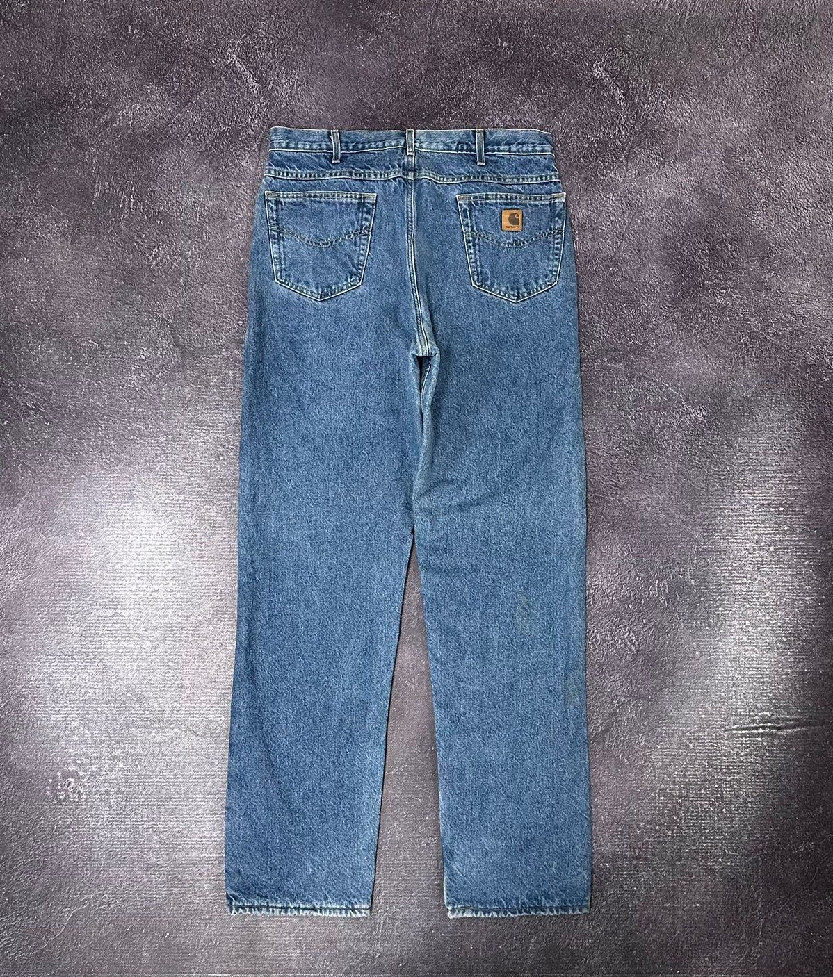Pre-owned Carhartt X Vintage 90's Carhartt Baggy Work Faded Blue Denim Jeans Pant