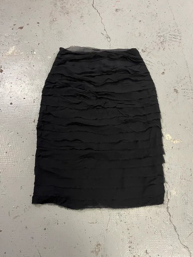 Vintage 1990s Plein Sud Black Silk Skirt Size 24" / US 00 / IT 34 - 7 Thumbnail
