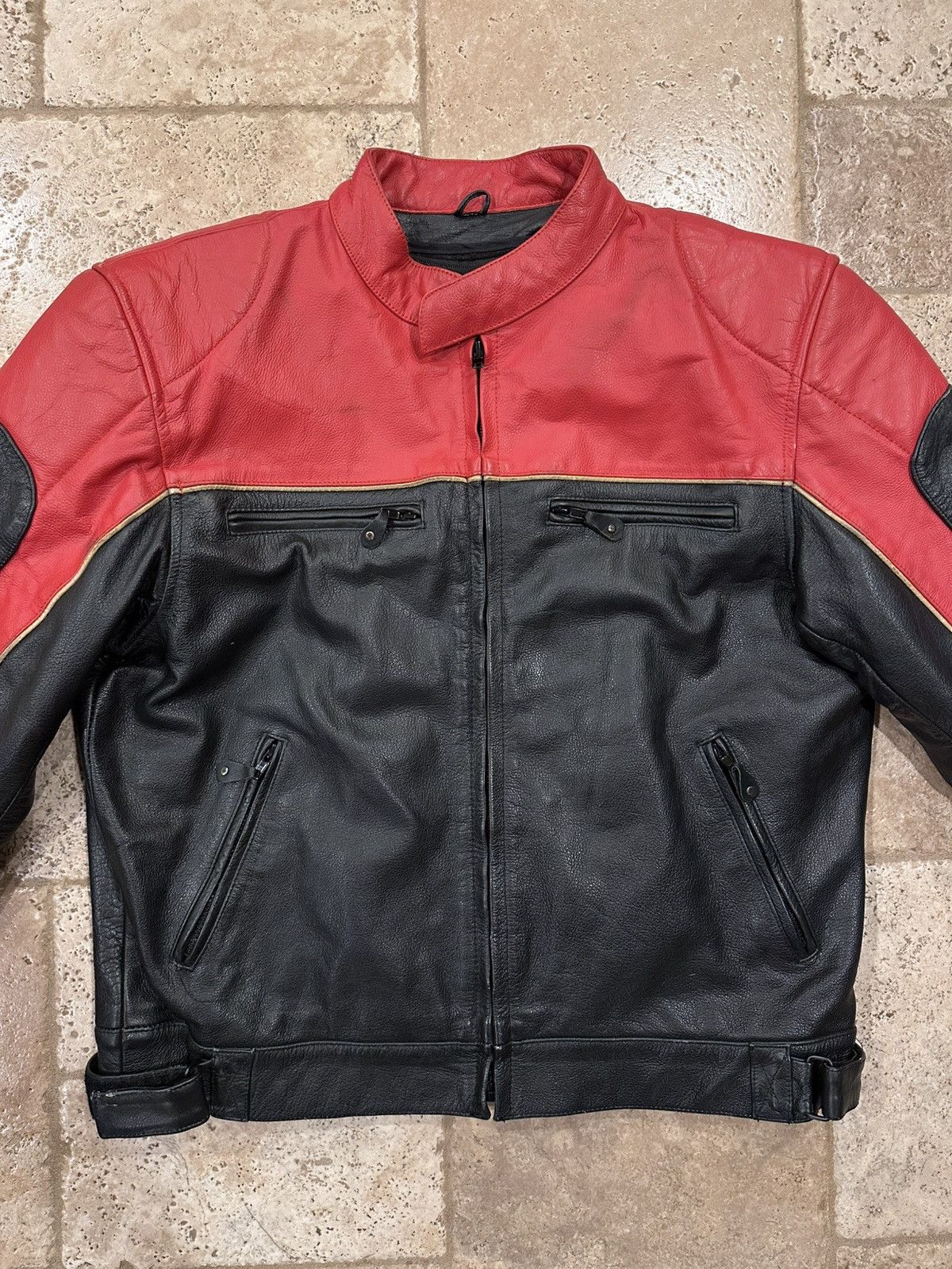 Vintage Vintage Xelement Red / Black Racer Moto Biker Leather Jacket Size US XXL / EU 58 / 5 - 4 Thumbnail