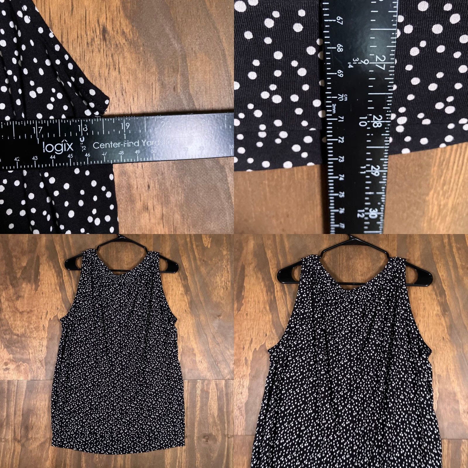 Loft VINTAGE LOFT Outlet Womens Blouse Black White Dotted Pleated Scoop Neck Sleeveless L Size L / US 10 / IT 46 - 8 Thumbnail