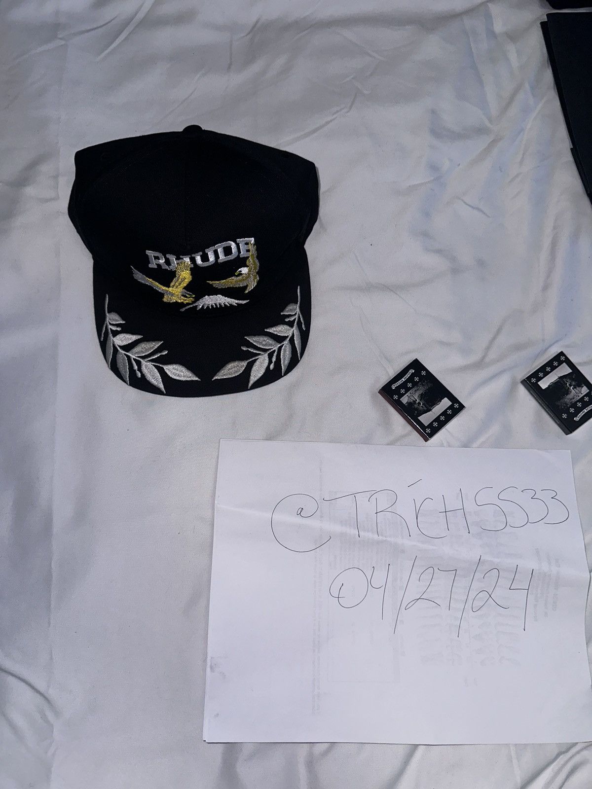 image of Rhude Eagle Snap Back in Black, Men's