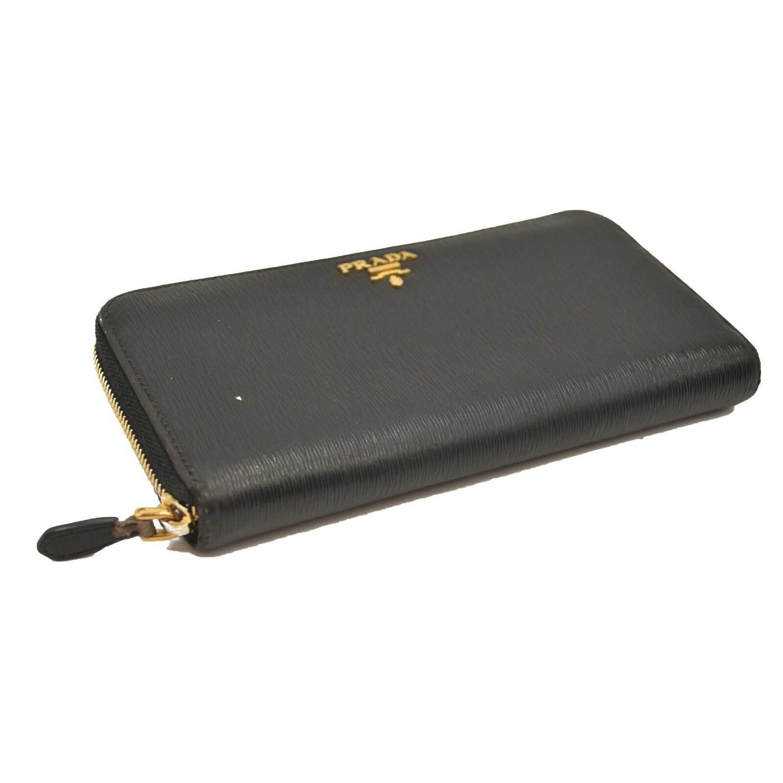 Prada Prada Saffiano Metal Zip Around Wallet Black Size ONE SIZE - 3 Thumbnail