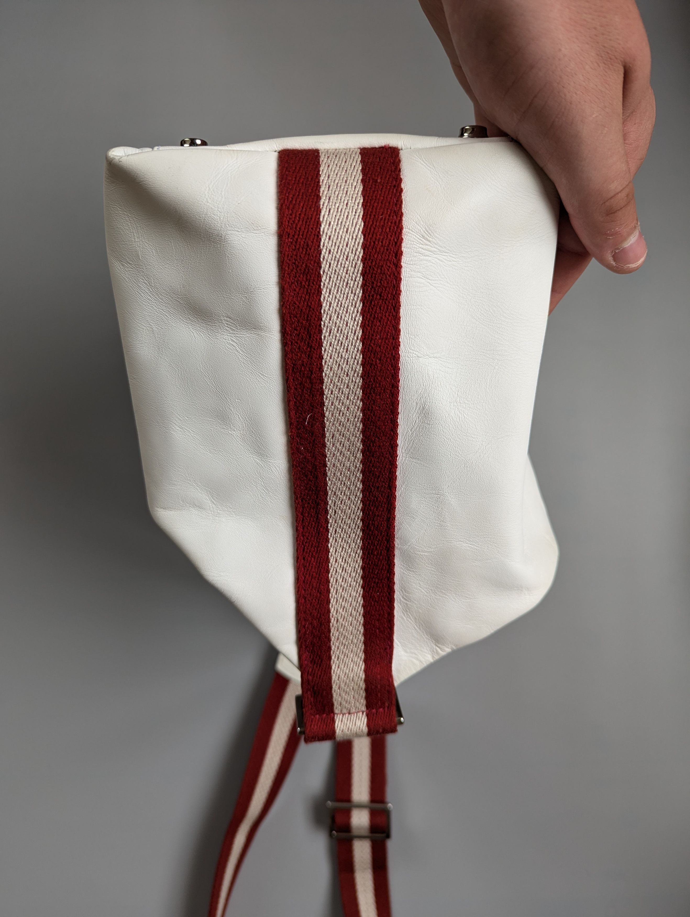 Bally × Vintage Bally White Leather Web Strap 2 Way Bag Shoulder Size ONE SIZE - 22 Thumbnail