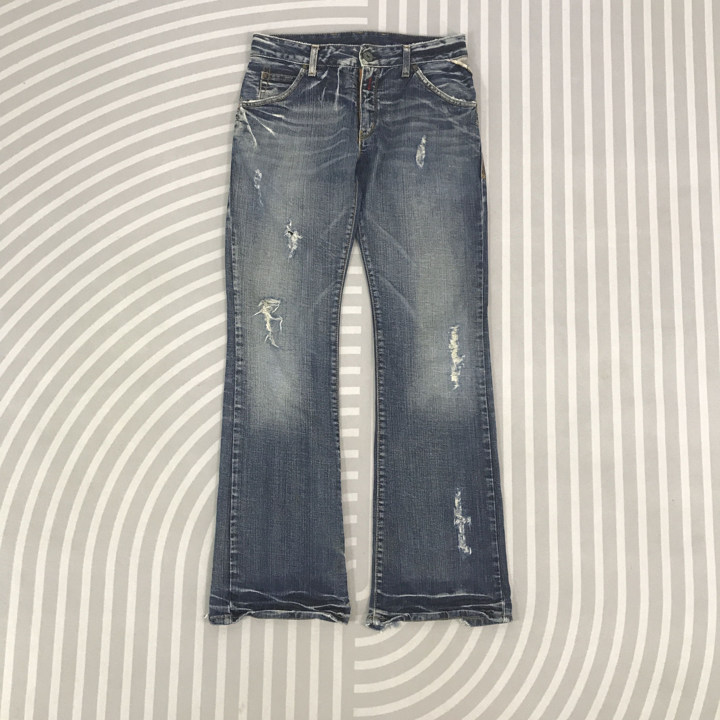 Replay × Vintage Flare Replay Distressed bootcut Denim pants Size US 28 / EU 44 - 1 Thumbnail