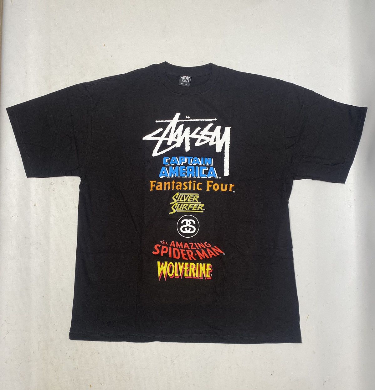 Stussy Marvel X Stüssy World Tour T-shirt, size XL, black, new Size US XL / EU 56 / 4 - 1 Thumbnail