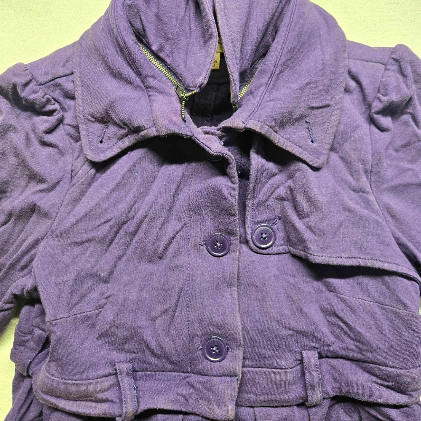 Vintage Motto Sweatshirt Slim Zip Crop Long Sleeve Purple XS Women Size XS / US 0-2 / IT 36-38 - 6 Thumbnail