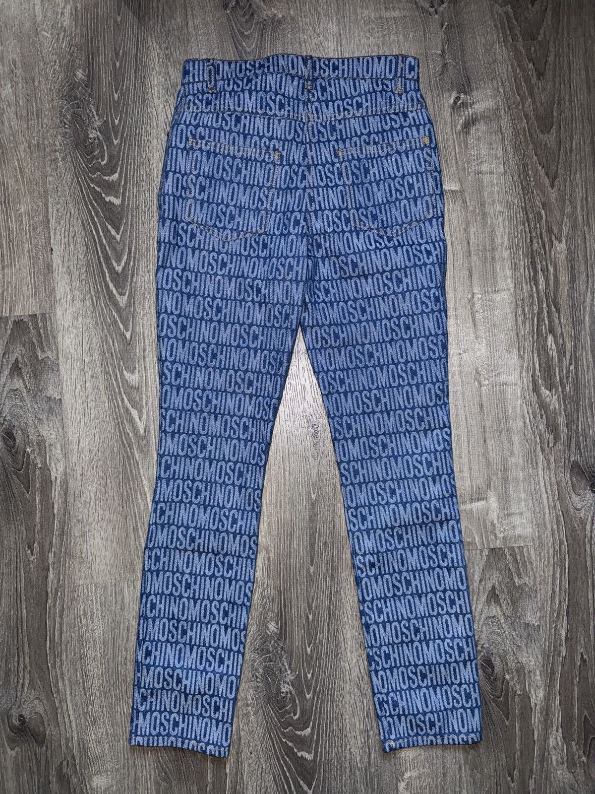 Moschino MOSCHINO Logo Jacquard Mid Rise Straight Jeans Size 24" / US 00 / IT 34 - 2 Thumbnail
