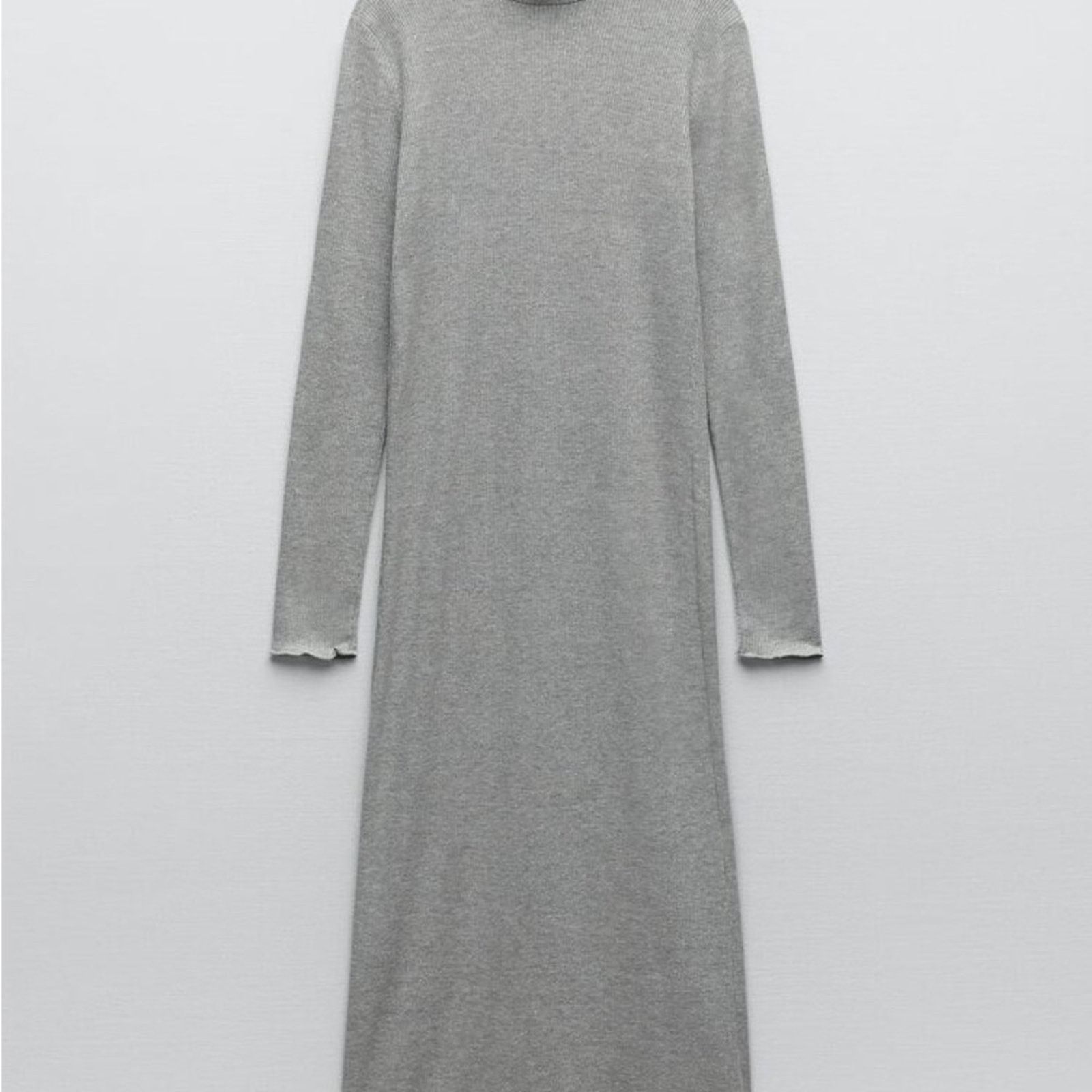 Zara ZARA SHINY HIGH COLLAR DRESS LIGHT GRAY Size M / US 6-8 / IT 42-44 - 4 Thumbnail
