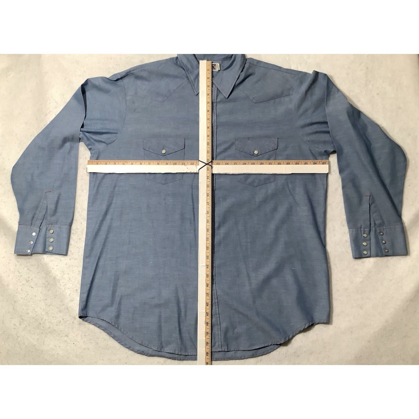 Vintage VINTAGE Big Mac Shirt 2XL Western Chambray Cowboy Long Sleeve Snap Button-Up Collared Blue 70s Retro Work Mens Size US XXL / EU 58 / 5 - 8 Thumbnail