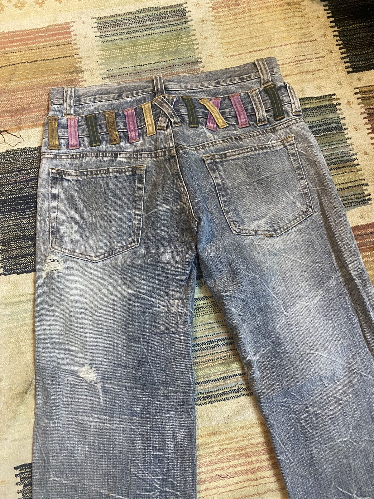 If Six Was Nine × Japanese Brand ❗️Distressed ❗️ Nylaus Denim Double Waist Jeans Size US 32 / EU 48 - 8 Thumbnail