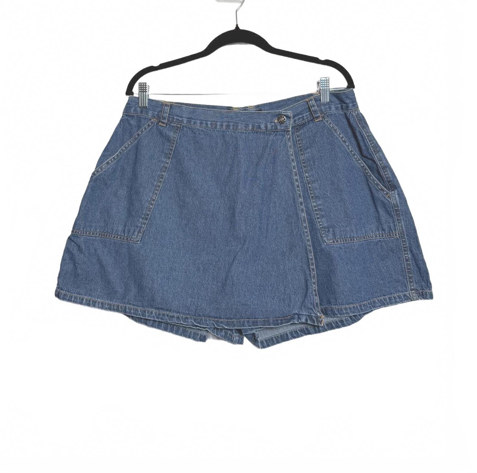 Designer Vintage 90s Style Denim Jean Skort Shorts Size 36" / US 14 / IT 50 - 1 Thumbnail
