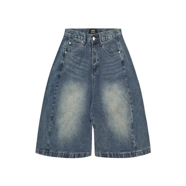 VIBE Punk washed distressed men's loose wide-leg denim shorts Size US 32 / EU 48 - 1 Thumbnail