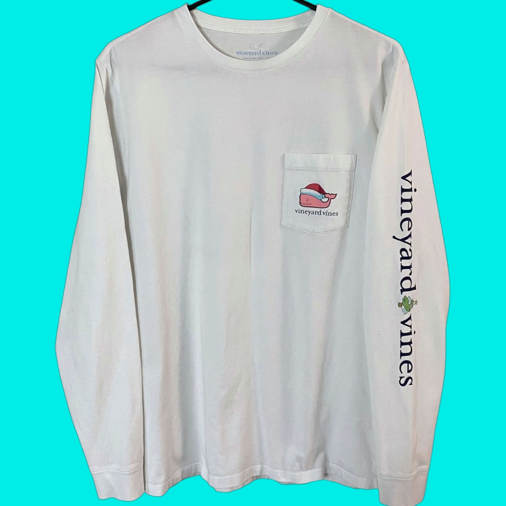 Vineyard Vines Vineyard Vines Santa Whale Long-Sleeve Pocket Tee Men M White Christmas Holiday T-Shirt Size US M / EU 48-50 / 2 - 1 Thumbnail