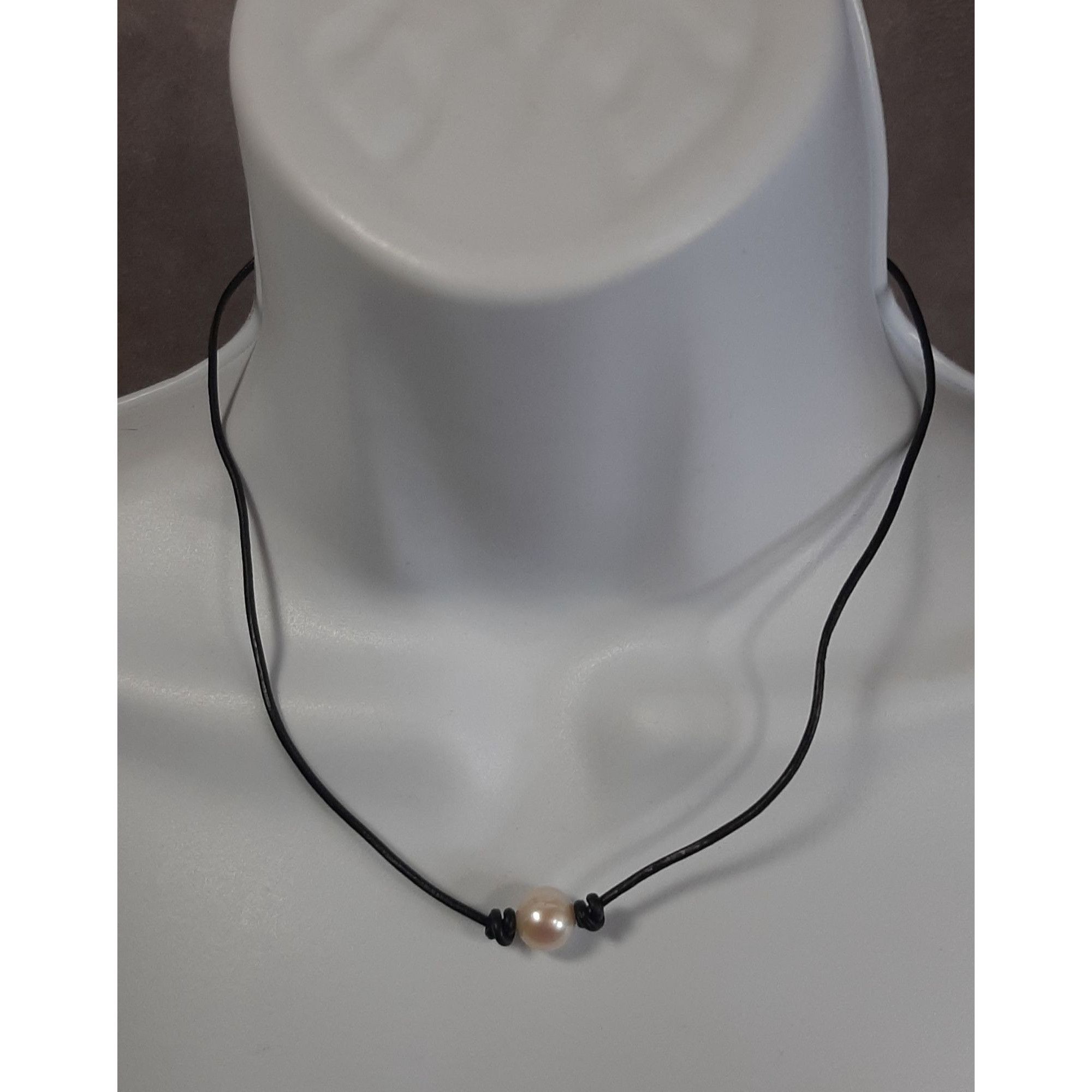 Other Minimalist Single Faux Pearl Necklace With Adjustable Cord Size ONE SIZE - 1 Thumbnail