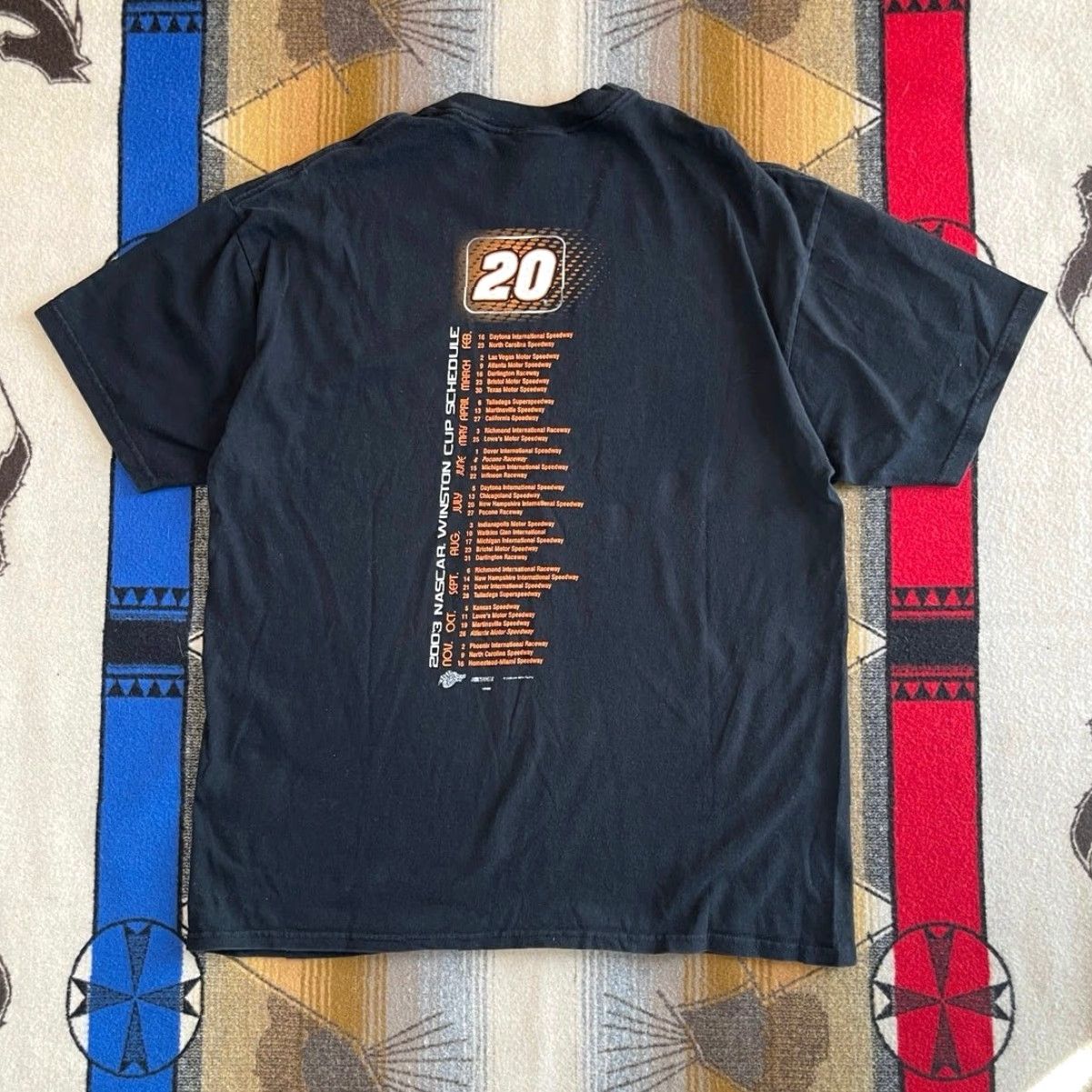 Vintage VINTAGE Tony Stewart NASCAR T-Shirt Size XL Double-Sided Crew Neck Black 2003 90s Y2K Sports Men Hats? Size US XL / EU 56 / 4 - 2 Thumbnail