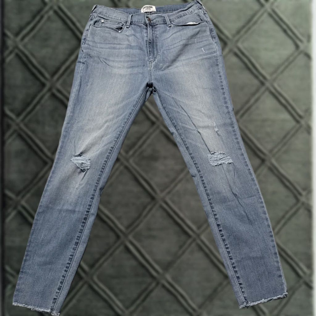 Levi's Denizen by Levi's Ultra High Rise Ankle Jegging Jeans Distressed Frayed - 15 Blue Women Jeans" Size 36" / US 14 / IT 50 - 1 Thumbnail