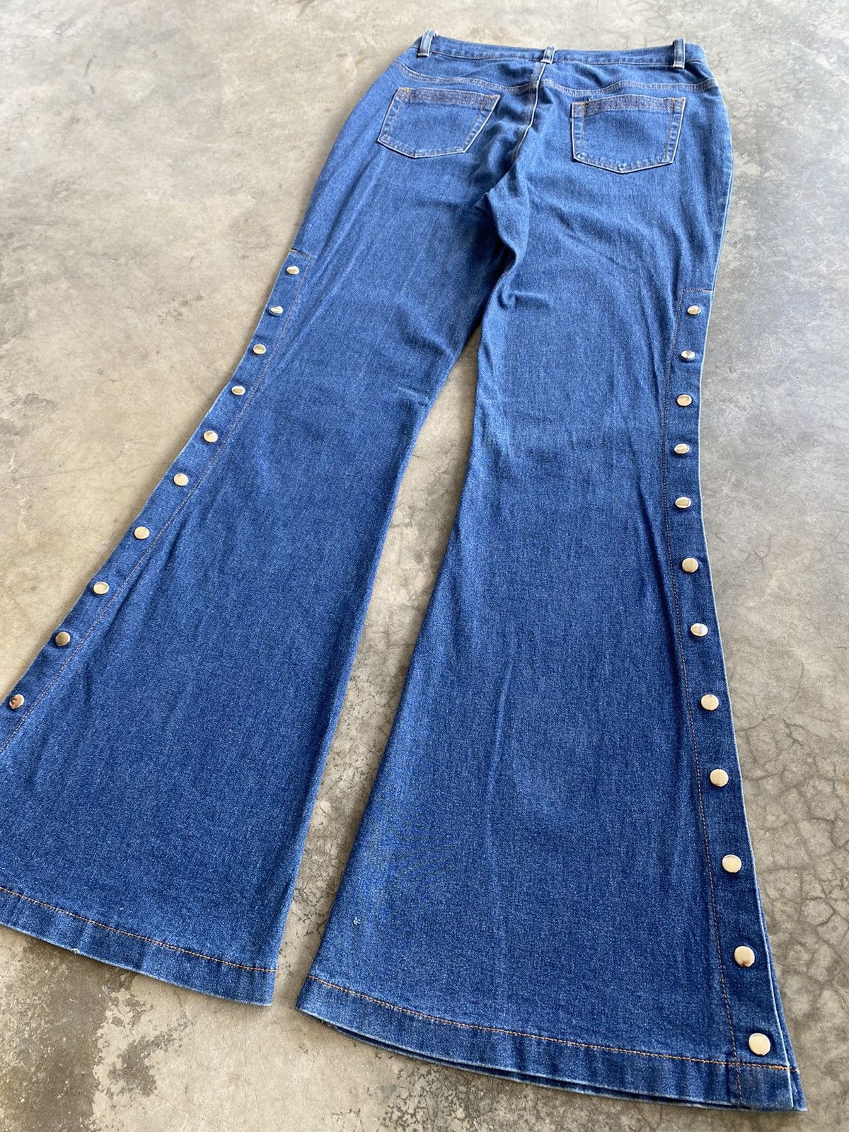 Japanese Brand Super Flare Jeans Japanese Mouth Valley Button Up Leg p175 Size 29" - 4 Thumbnail