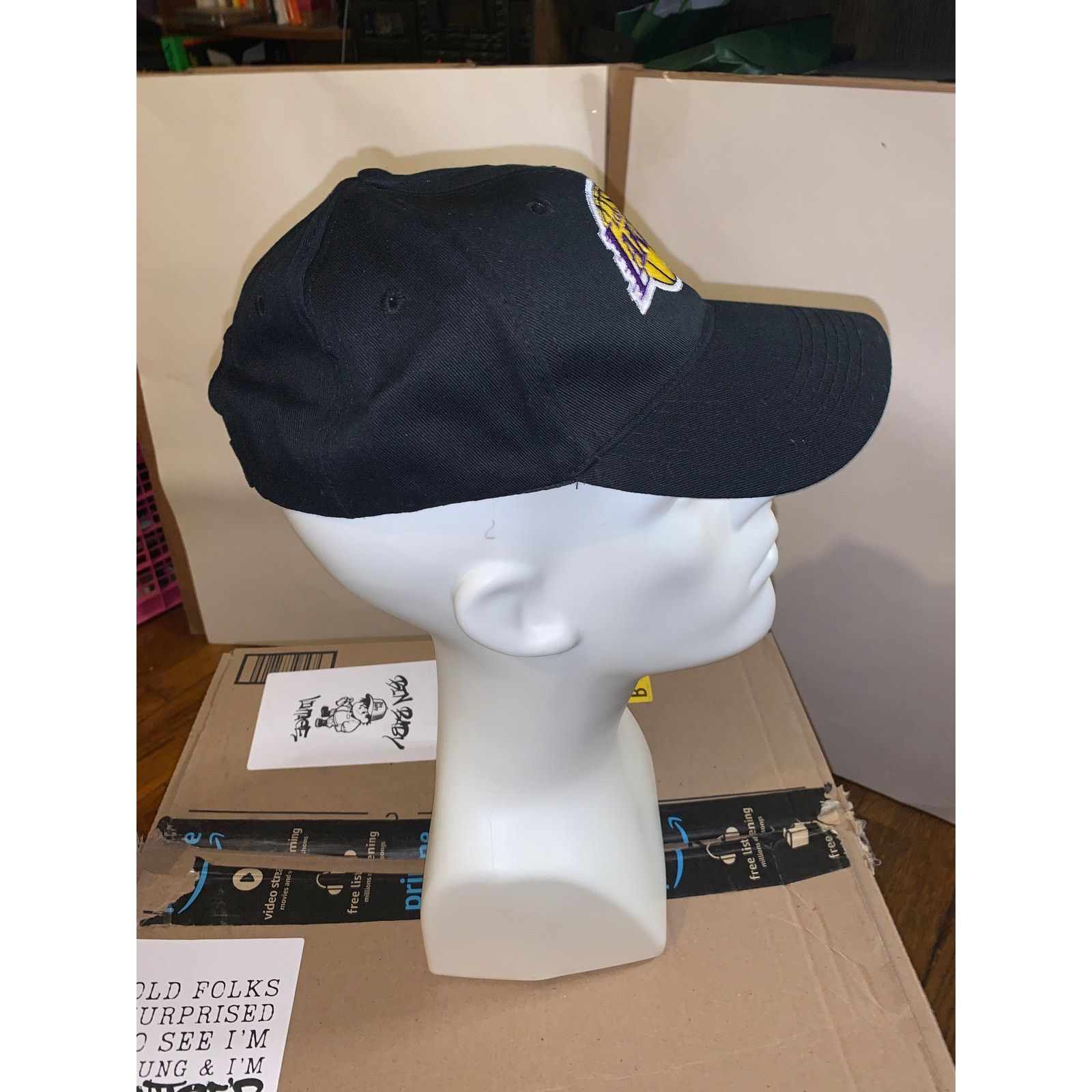 NBA Los Angeles Lakers Hat Black Adjustable Strapback NBA Cap Size ONE SIZE - 2 Thumbnail