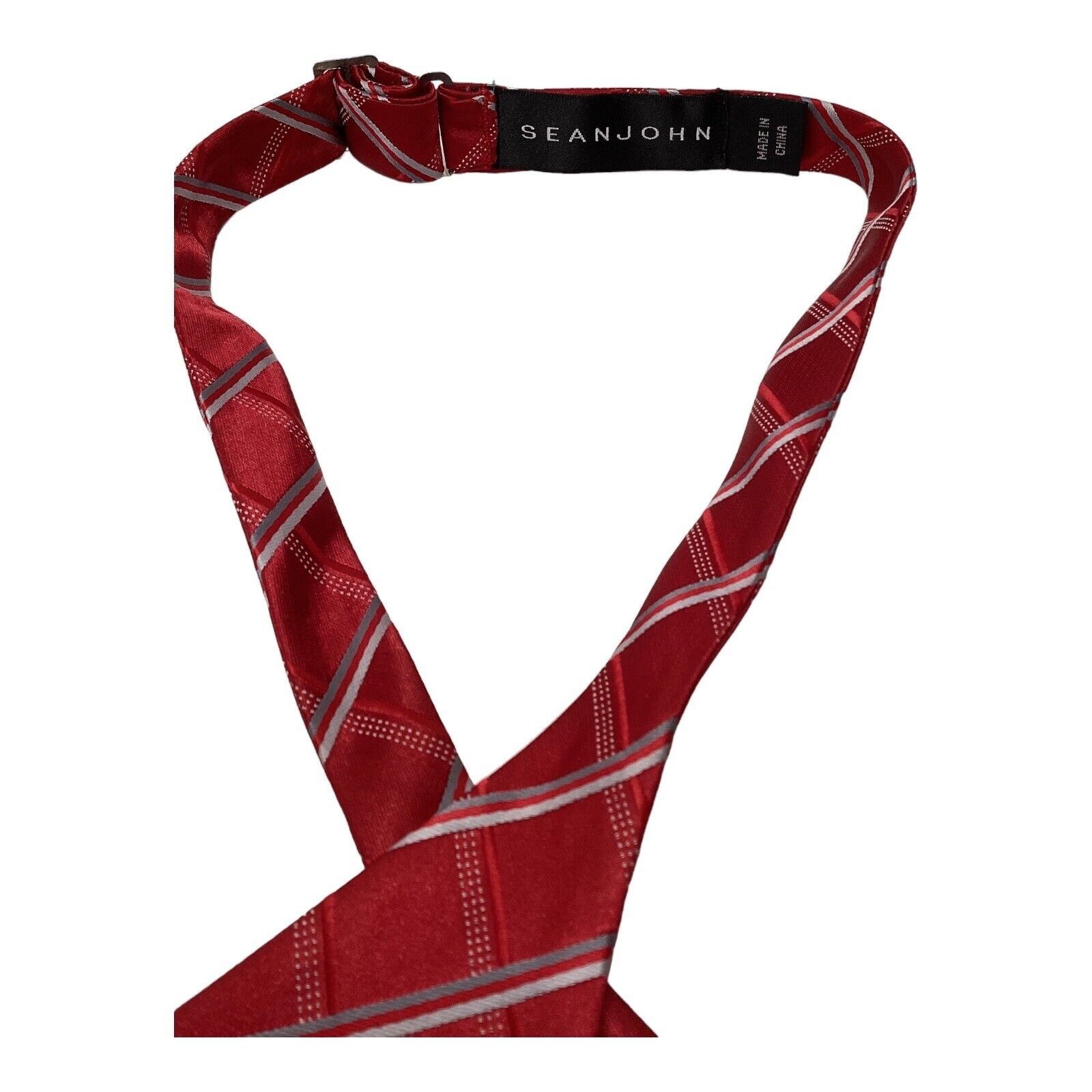 Sean John SEAN JHON Red Plaids & Cheks Adjustable Self Bow Tie Polyest Size ONE SIZE - 3 Thumbnail