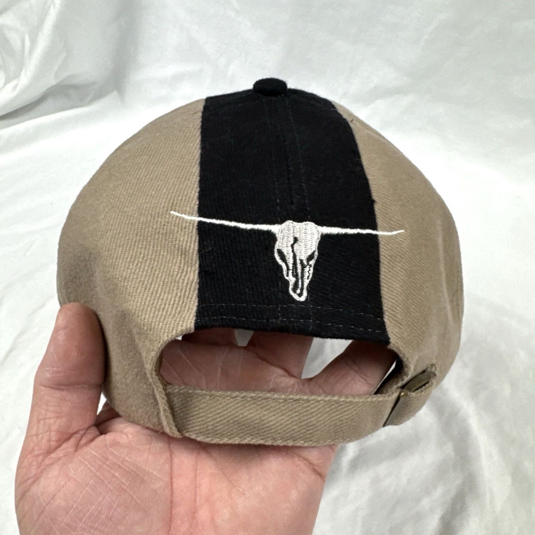 Brooks Y2K Brooks & Dunn Band Hat Country Western Strapback Longhorn Skull Beige Black Mens Size ONE SIZE - 6 Thumbnail