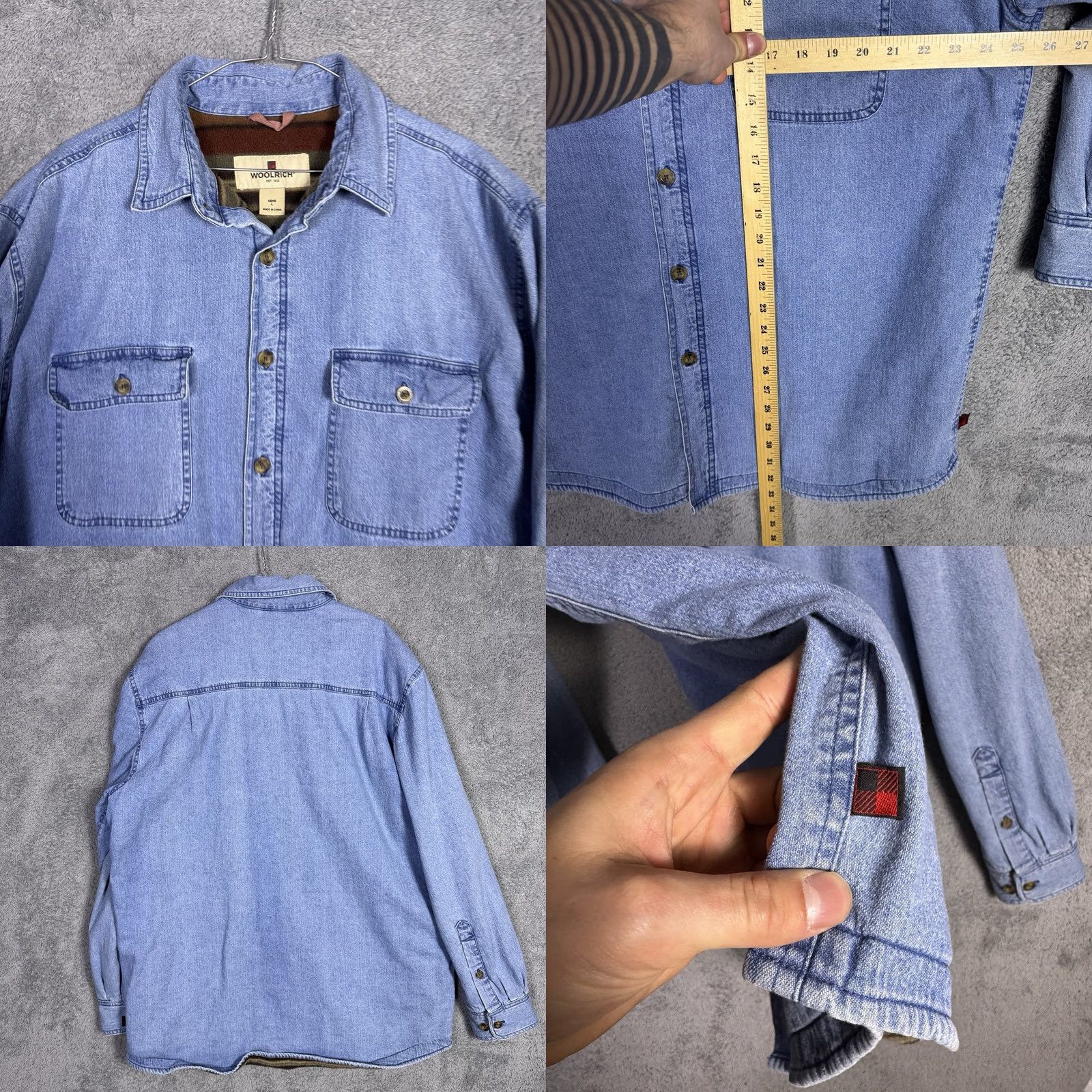 Vintage Woolrich Denim Jacket Mens L Shirt Shacket Flannel Lined Chore Field Barn 22580 Denim Jacket Mens L Blue Woolrich Regular Coat Size US L / EU 52-54 / 3 - 8 Thumbnail