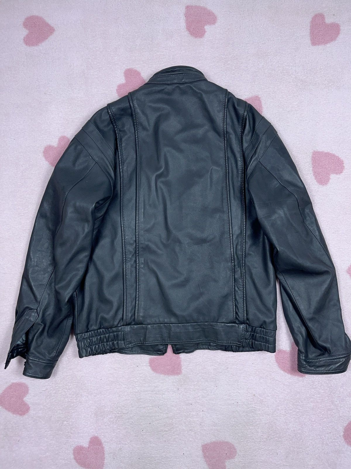 Genuine Leather ➕ vintage gray genuine leather boxy racing moto jacket opium Size US L / EU 52-54 / 3 - 3 Thumbnail