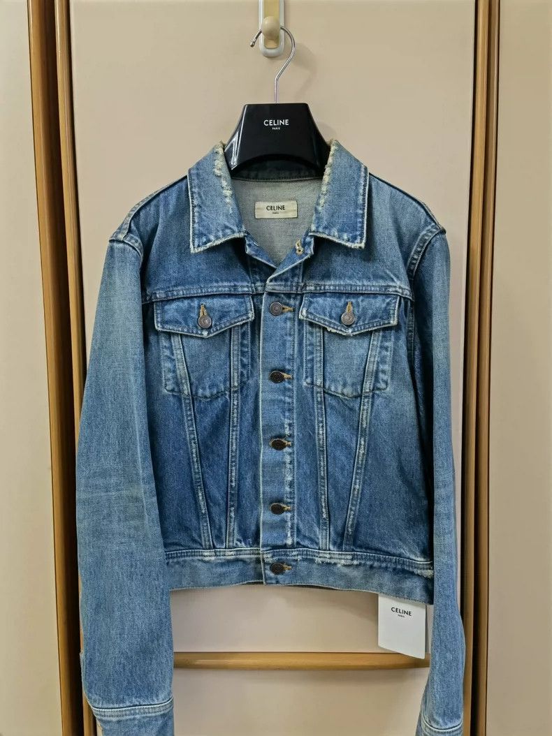 Celine Celine 2019SS Embroidered Pattern Worn Denim Jacket Size US XS / EU 42 / 0 - 1 Thumbnail