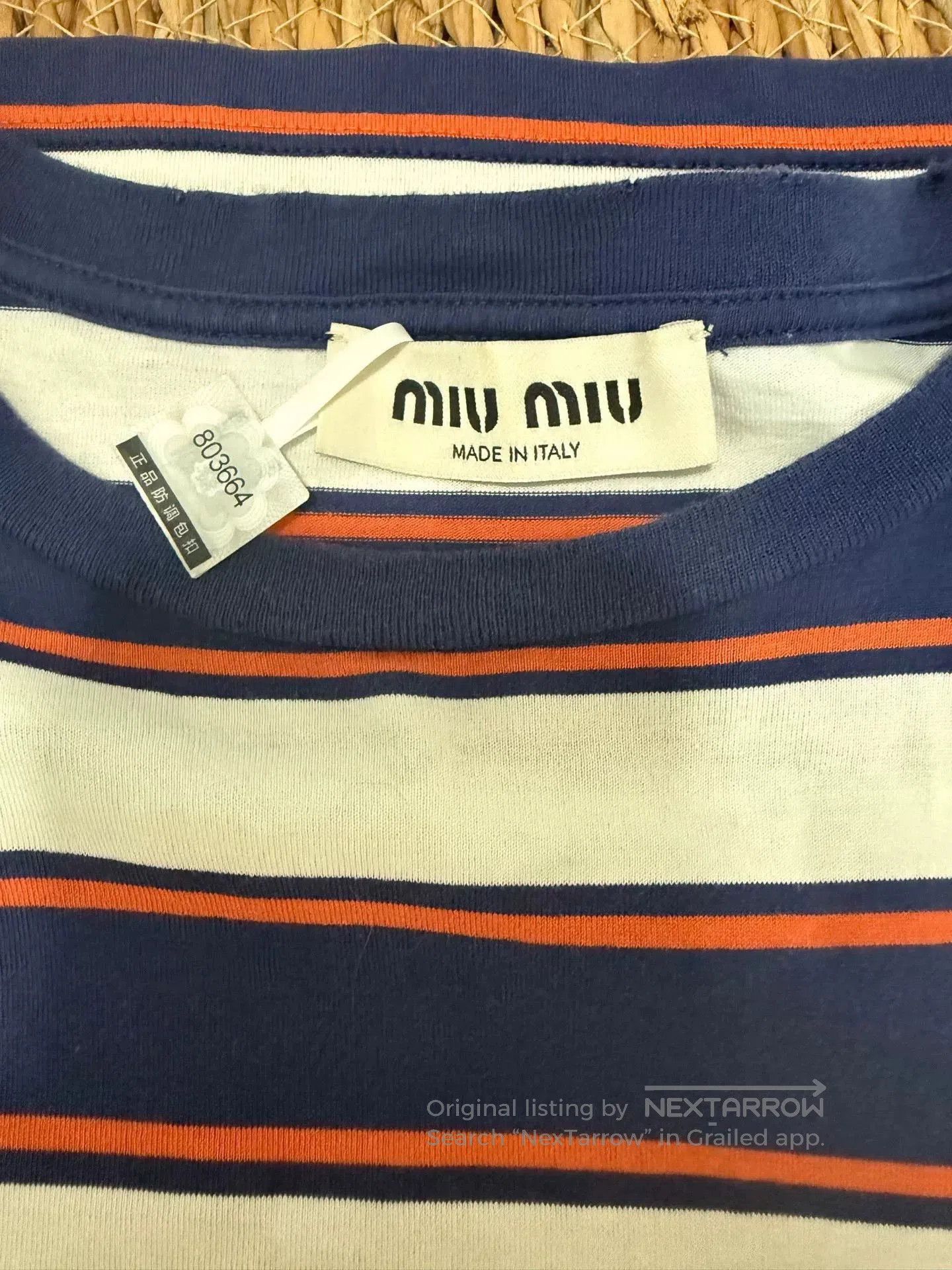 Miu Miu Miu Miu 24SS Blue White Stripe Tee. Size XS / US 0-2 / IT 36-38 - 4 Thumbnail