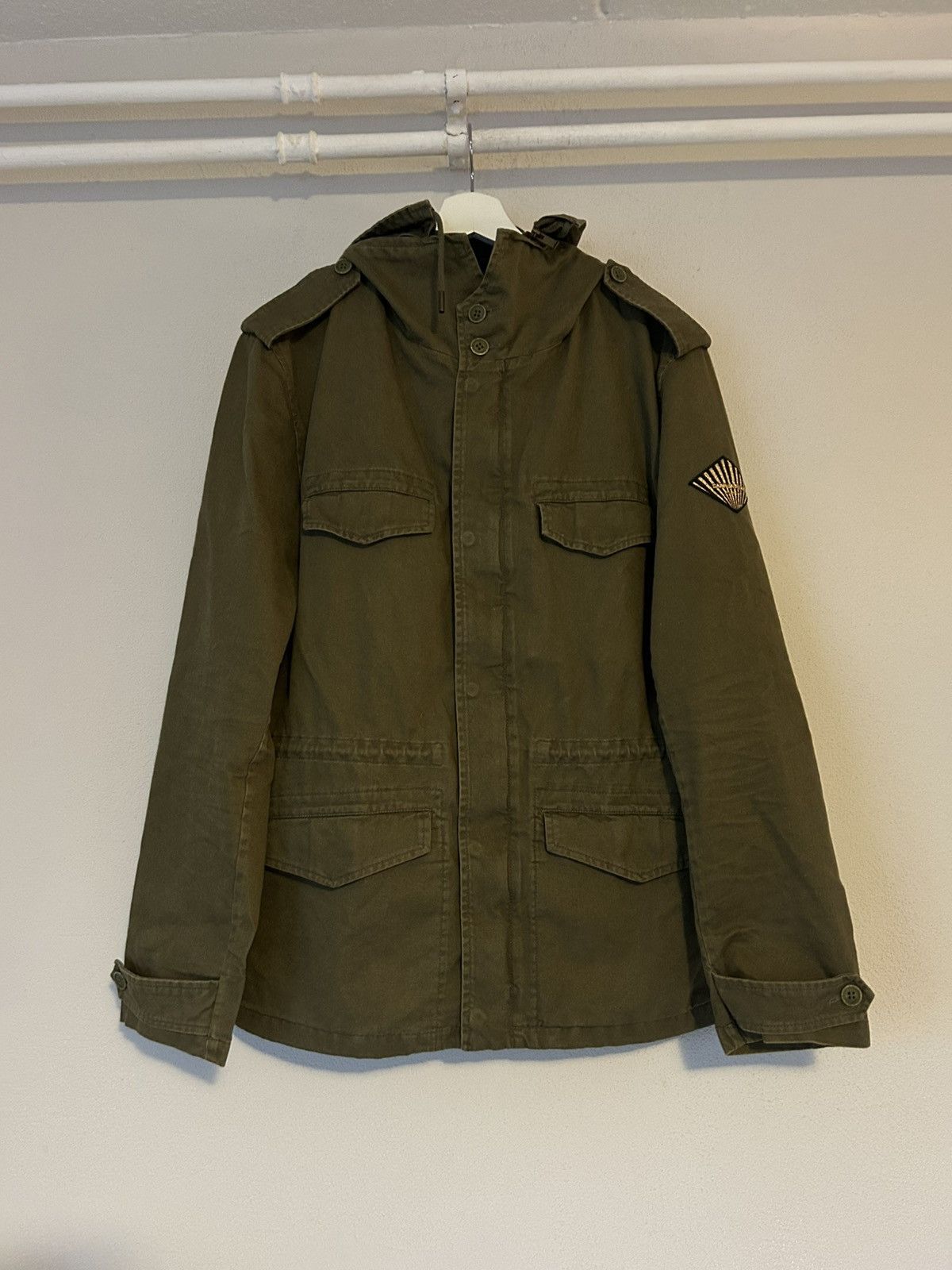 Saint Laurent Military Hooded Jacket with Embroidered Patch