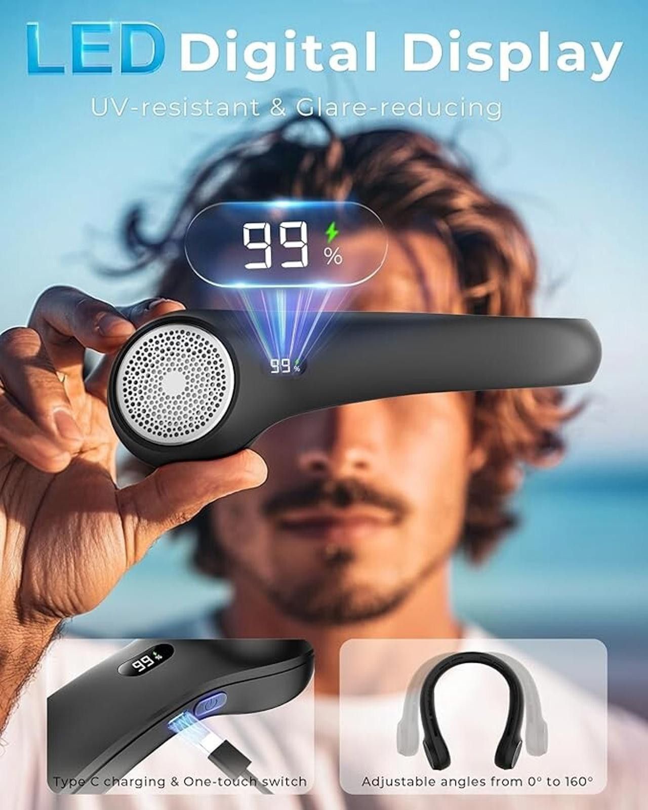 Other Portable Neck Fan w/ LED Display, 360° Cooling, 3-Speed Size ONE SIZE - 7 Thumbnail