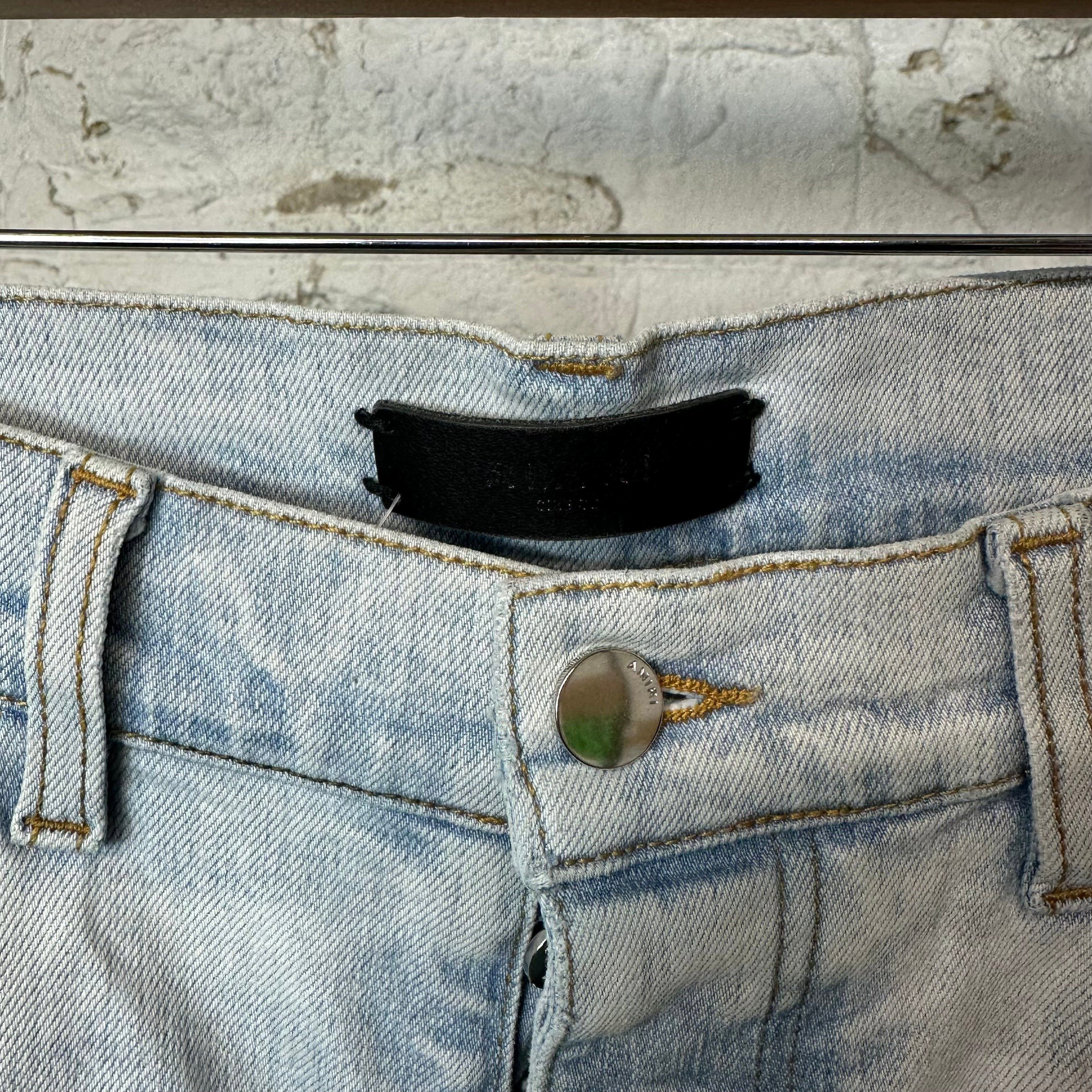 Amiri Amiri Knee Rip Plain Lightwash Blue Denim Jeans Sz 32 Size US 32 / EU 48 - 3 Thumbnail