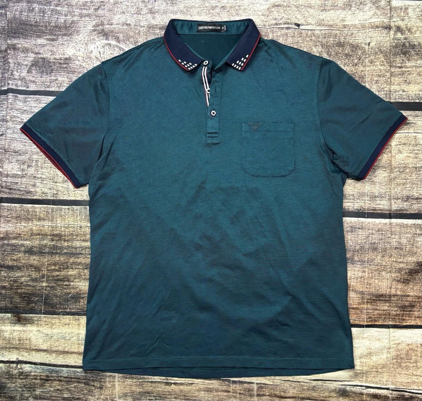 Armani Emporio Armani Polo Shirt Mens Medium Pocket Eagle Green Size US M / EU 48-50 / 2 - 1 Thumbnail