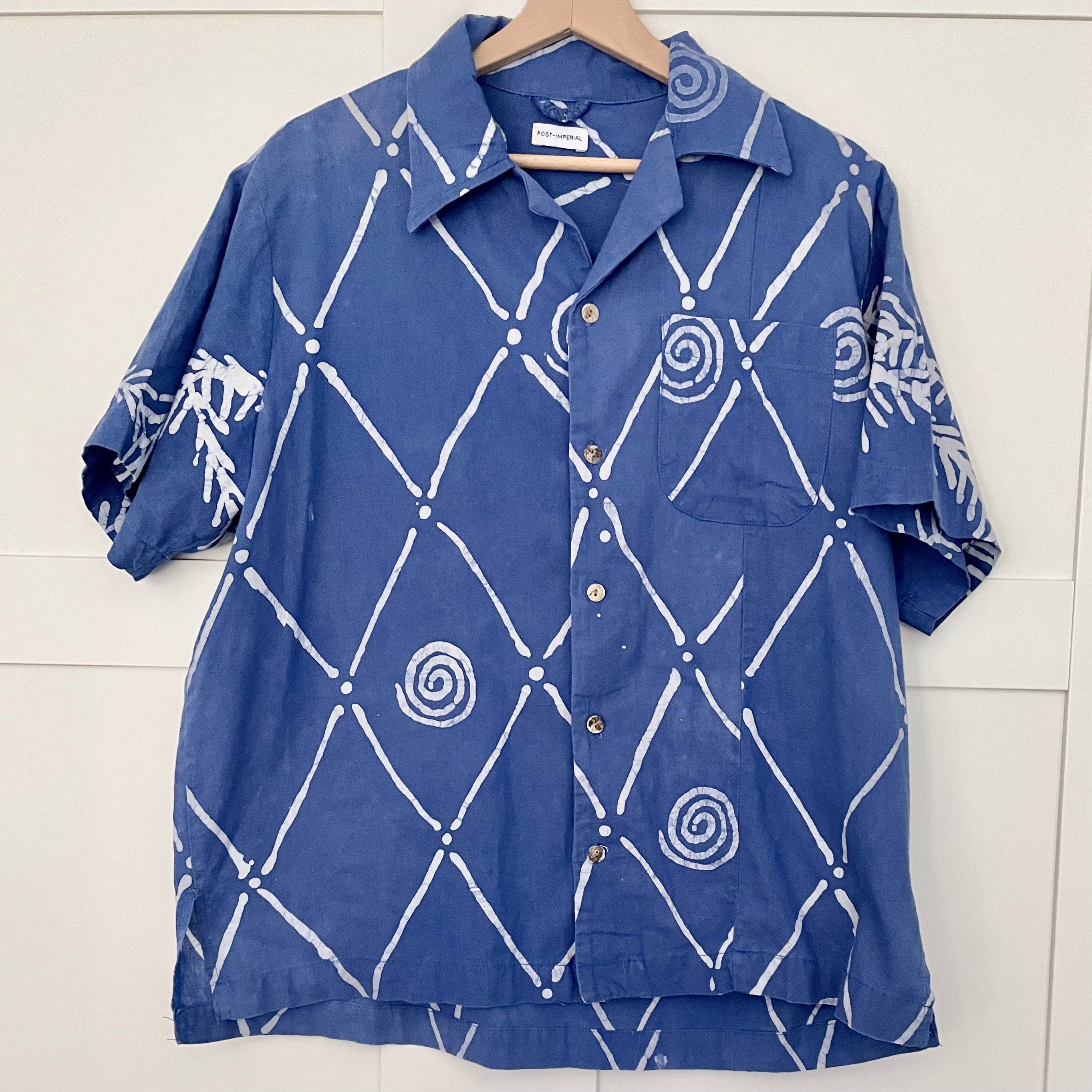 Post-Imperial Post-Imperial Azure Blue ‘Ijebu’ Adire Camp Shirt - L Size US L / EU 52-54 / 3 - 1 Thumbnail