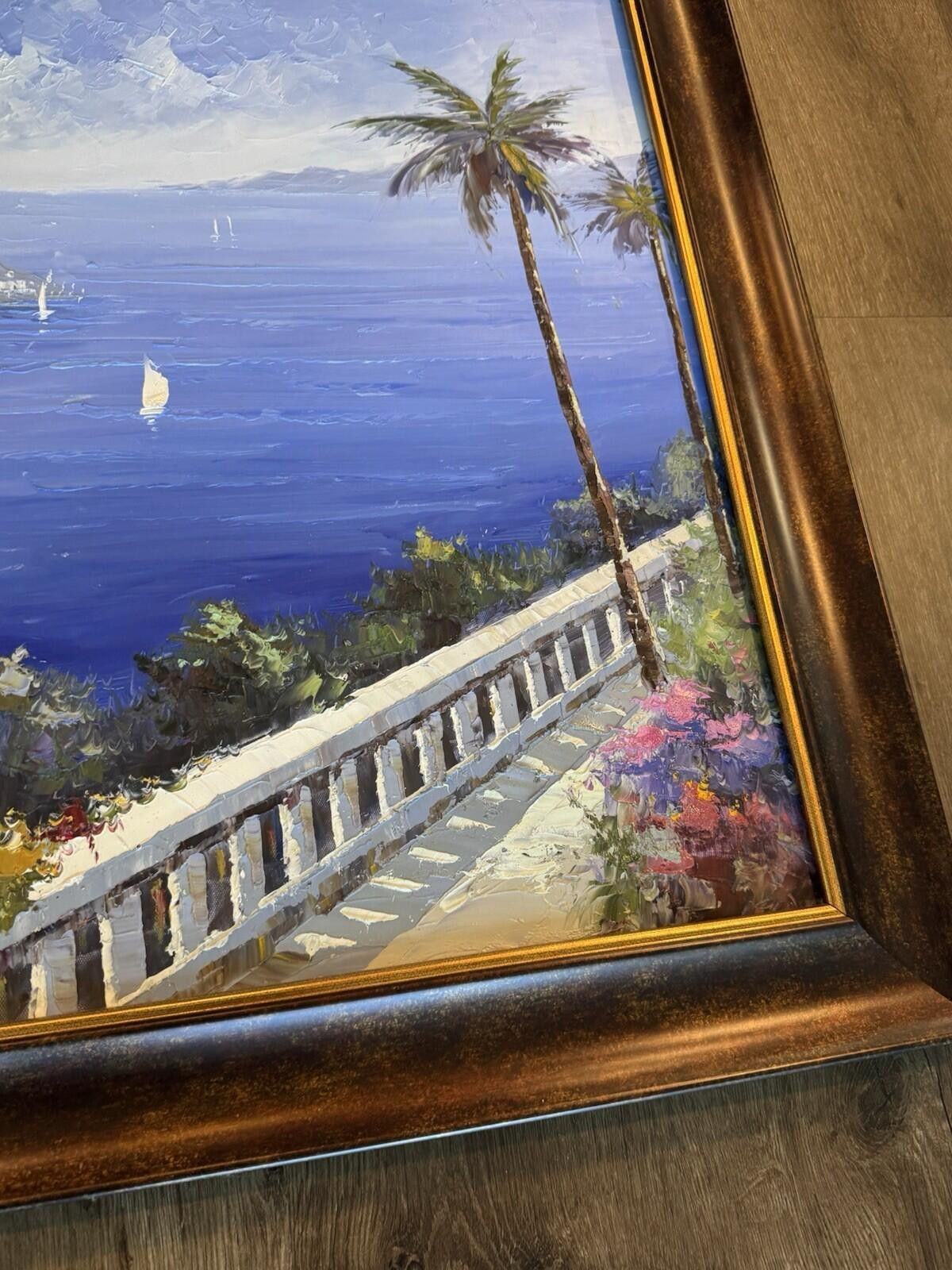 Other Original Signed Oil Painting Mediterranean Coastal Village S Size ONE SIZE - 9 Thumbnail